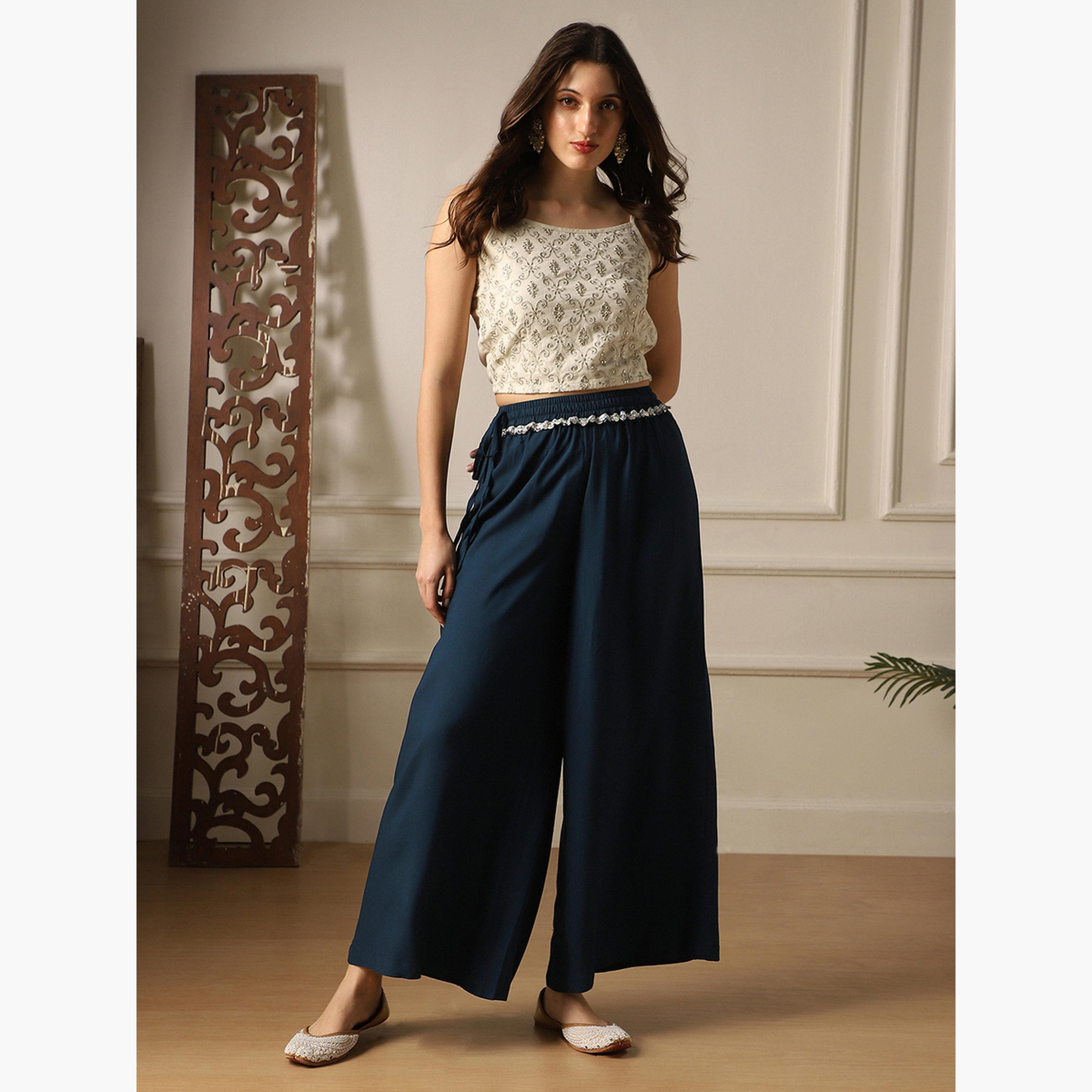 بنطلون بالازو بأرجل واسعة-women-clothing-ethnicwear-bottoms-palazzos-image-2