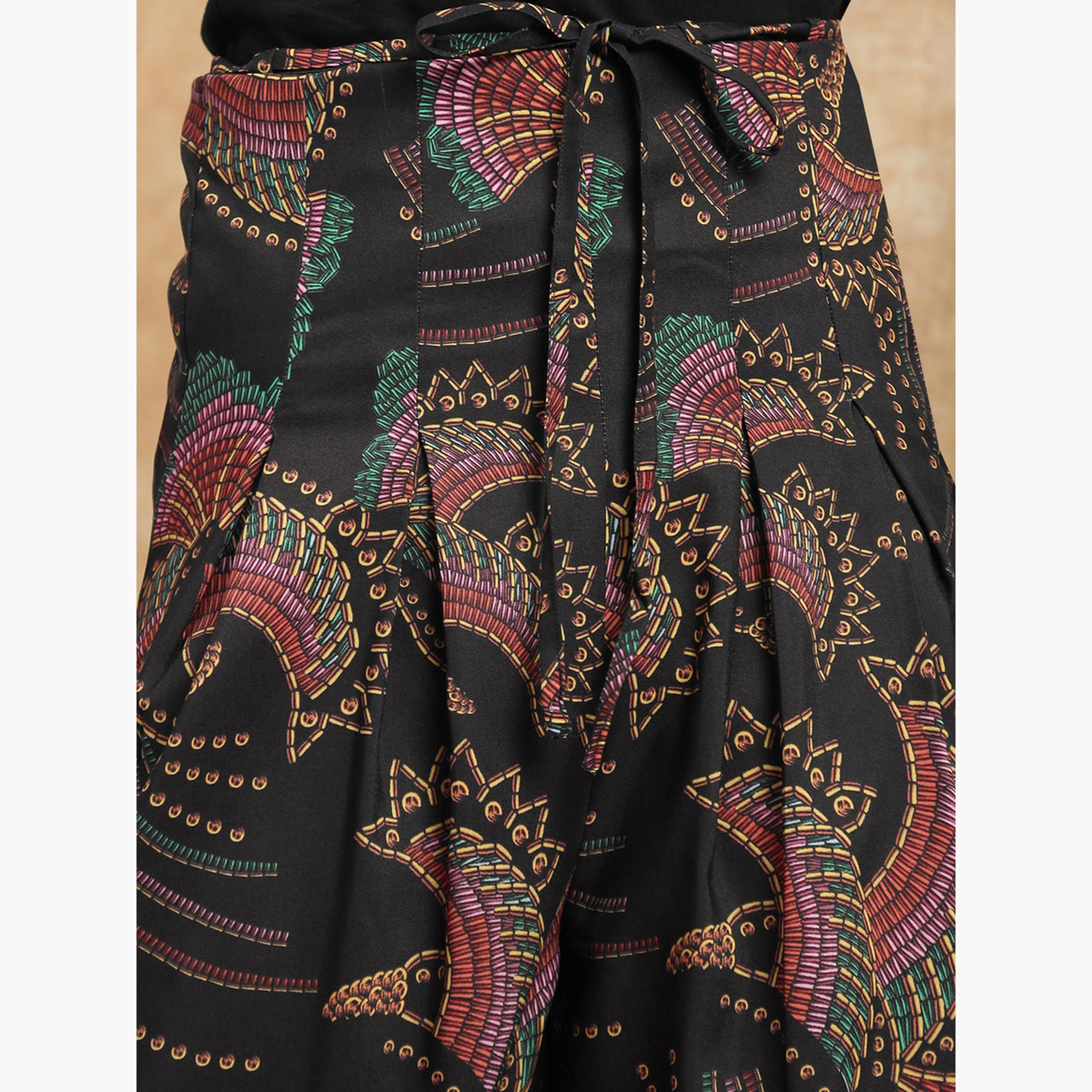 بنطلون بالازو بأرجل واسعة وطبعة استوائية-women-clothing-ethnicwear-bottoms-palazzos-image-5