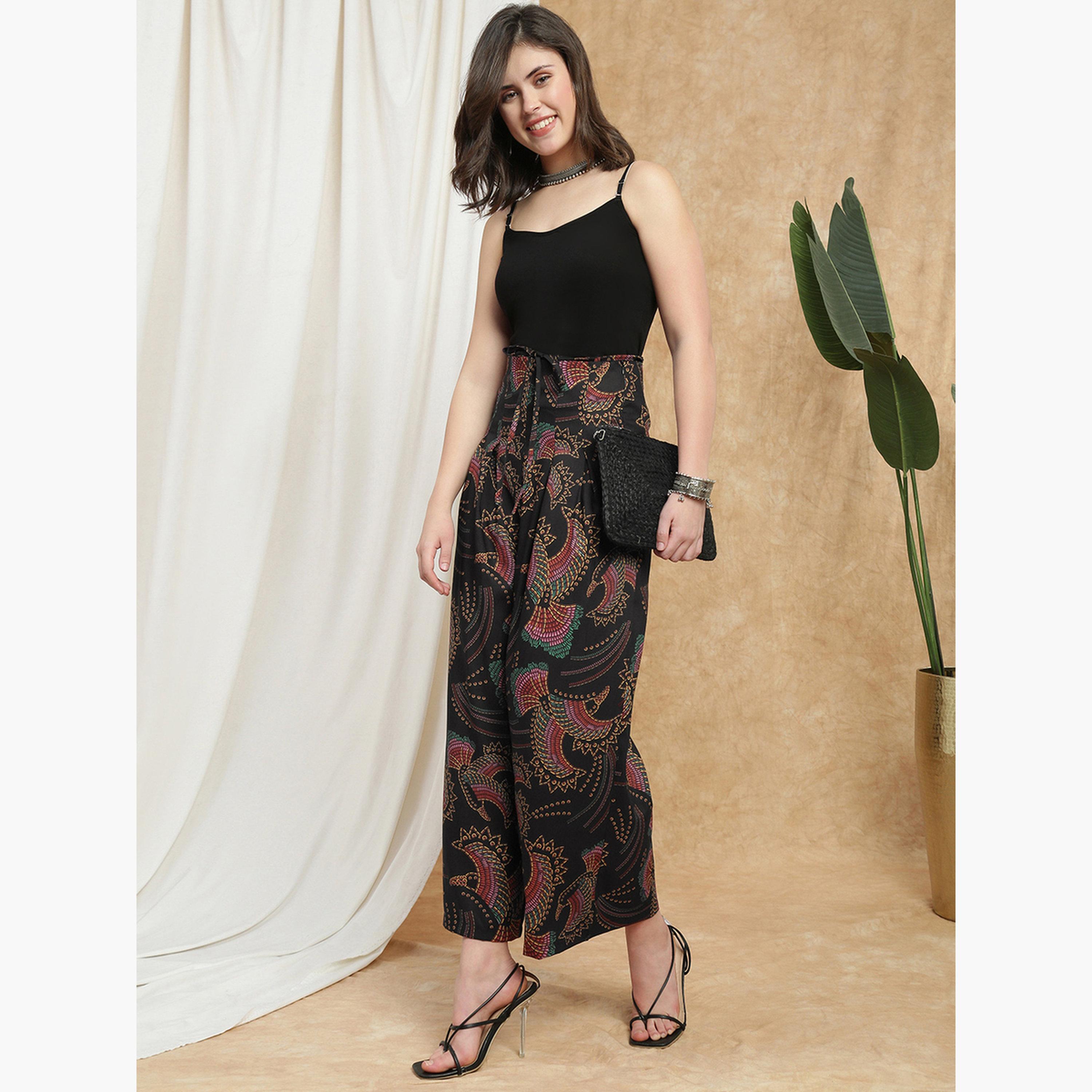 بنطلون بالازو بأرجل واسعة وطبعة استوائية-women-clothing-ethnicwear-bottoms-palazzos-image-6
