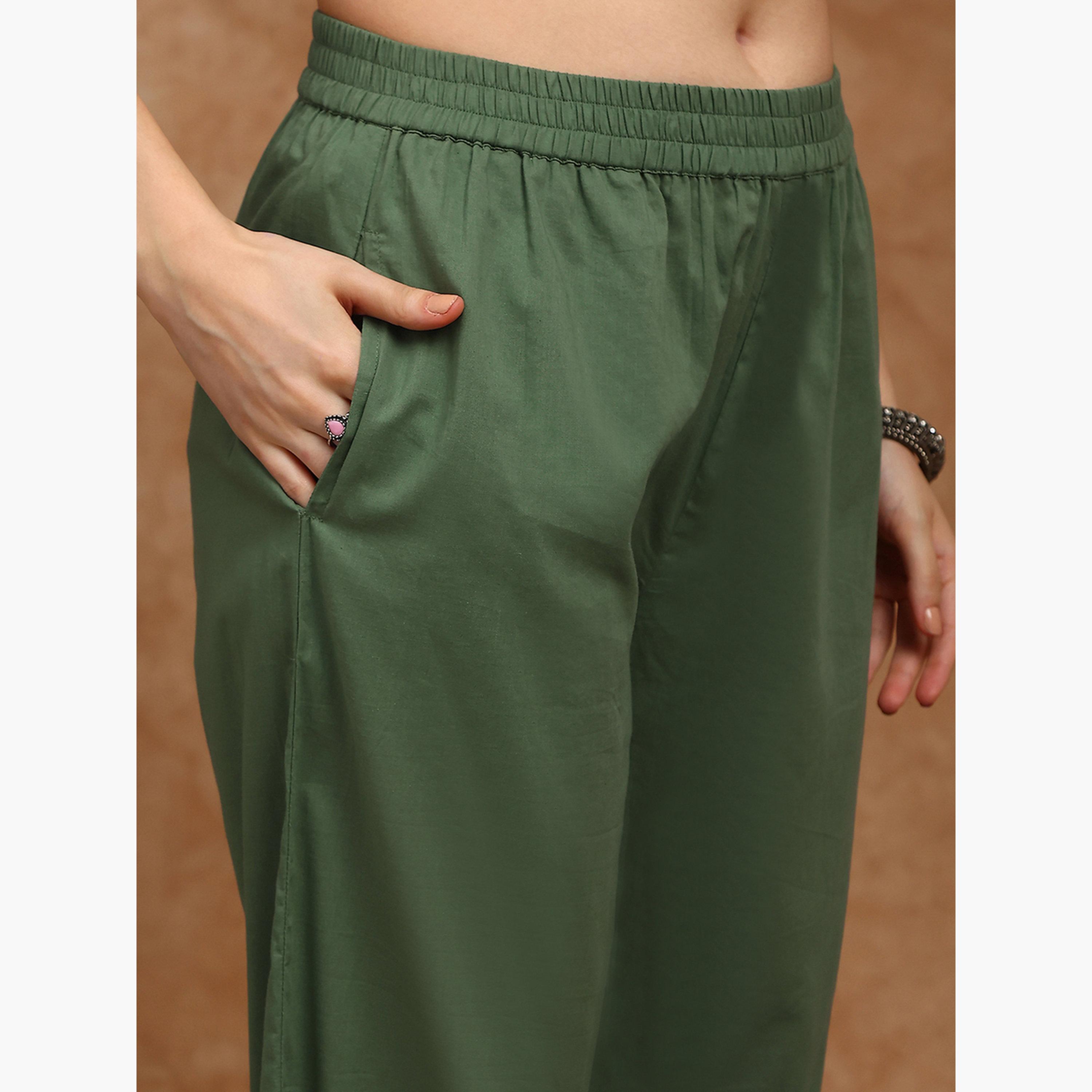 Globus X Styli Women Green Embroidered Straight Kurta with Pants Set-women-clothing-ethnicwear-kurtasets-image-5