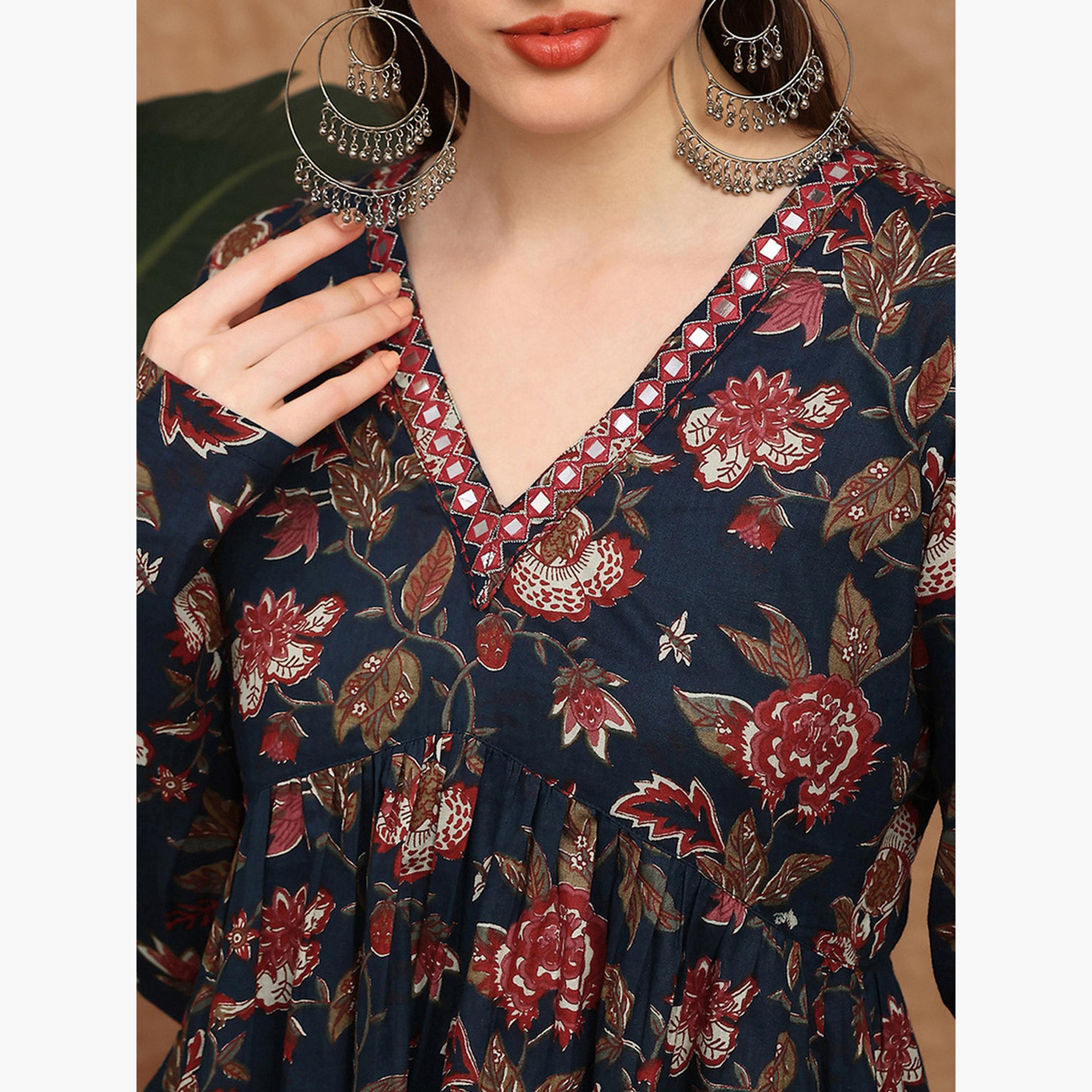 تونيك مطرز بطبعة زهور-women-clothing-ethnicwear-kurtas-image-5