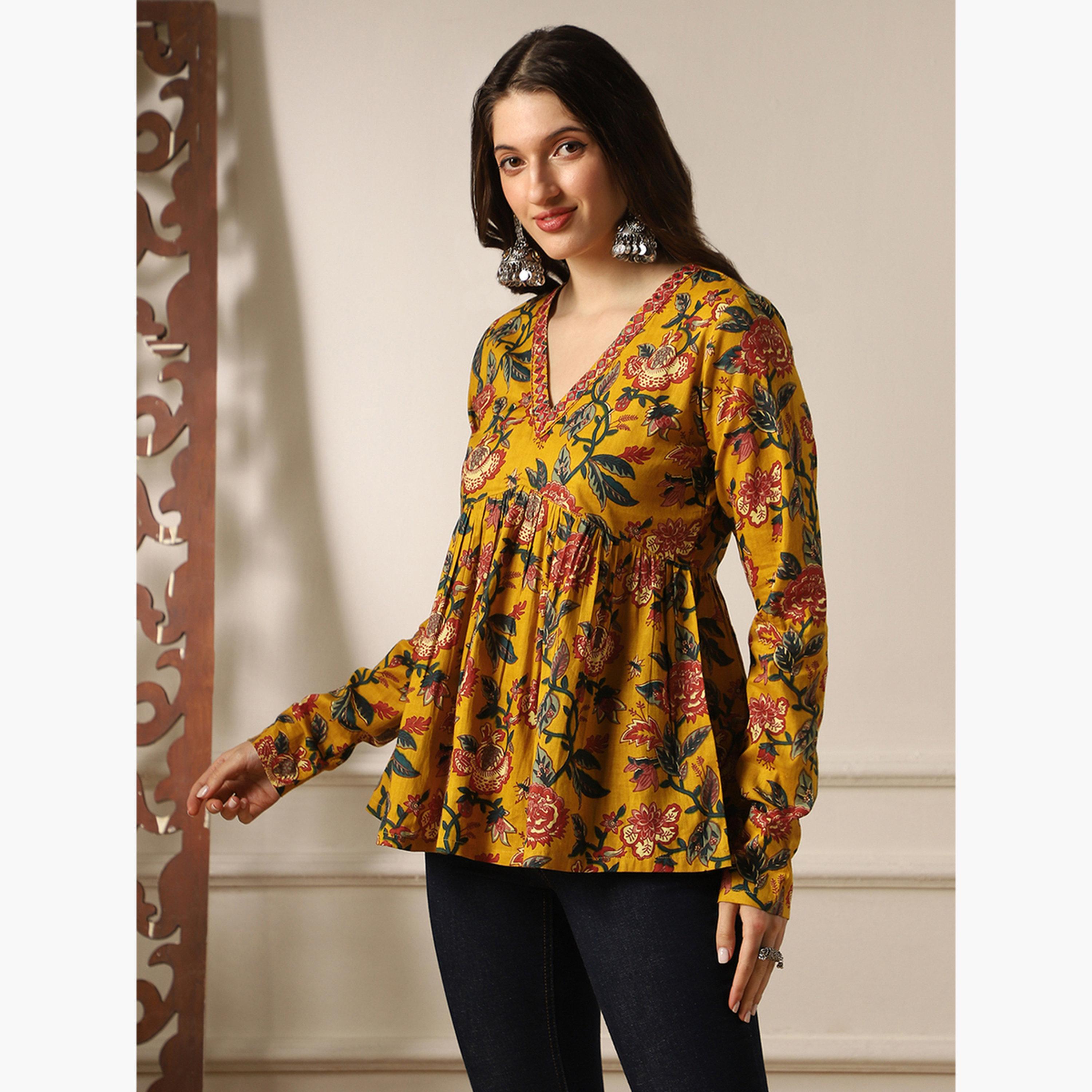 تونيك مطرز بطبعة زهور-women-clothing-ethnicwear-kurtas-image-4