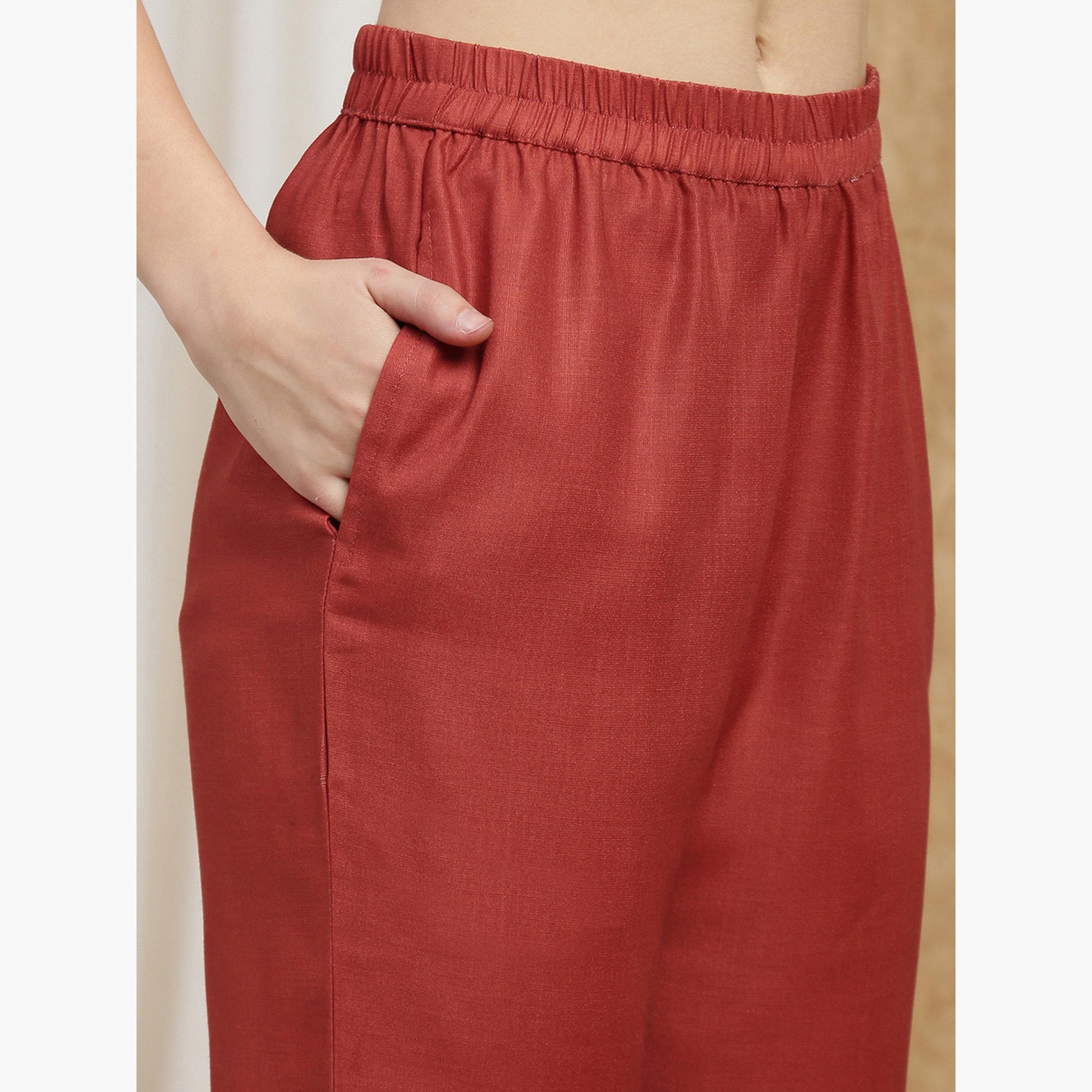 طقم كورتا وبنطال بطبعة أزهار وتفاصيل دانتيل-women-clothing-ethnicwear-kurtasets-image-5
