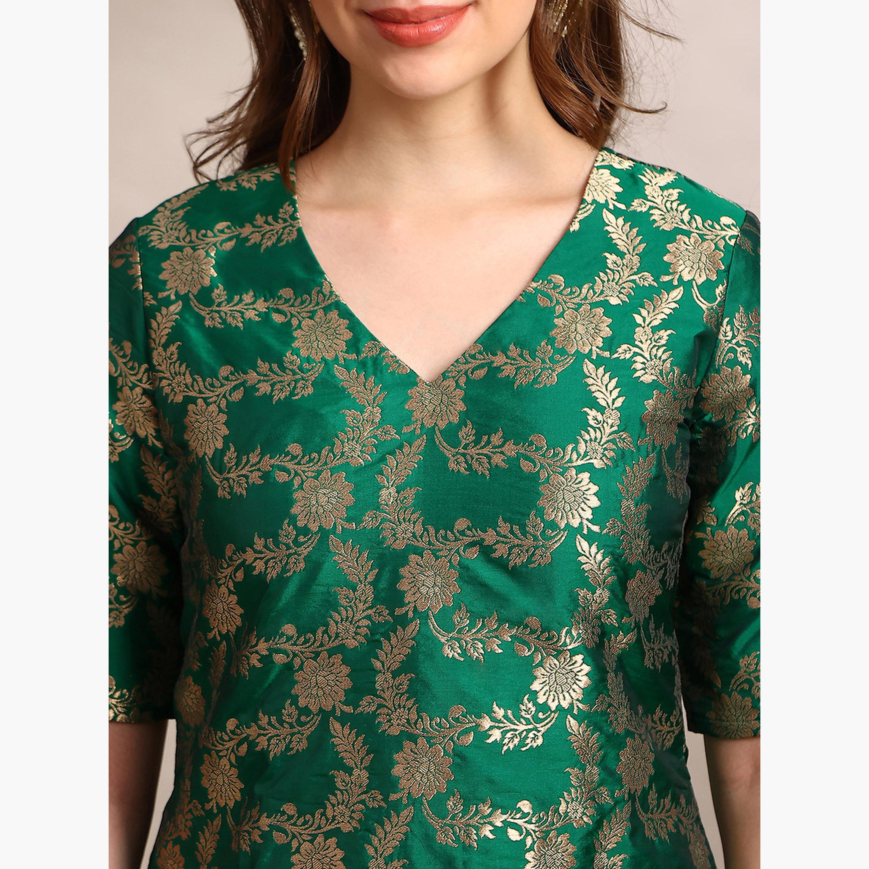 طقم كورتا منسوجة مع بنطال ودوباتا للنساء-women-clothing-ethnicwear-kurtasets-image-6