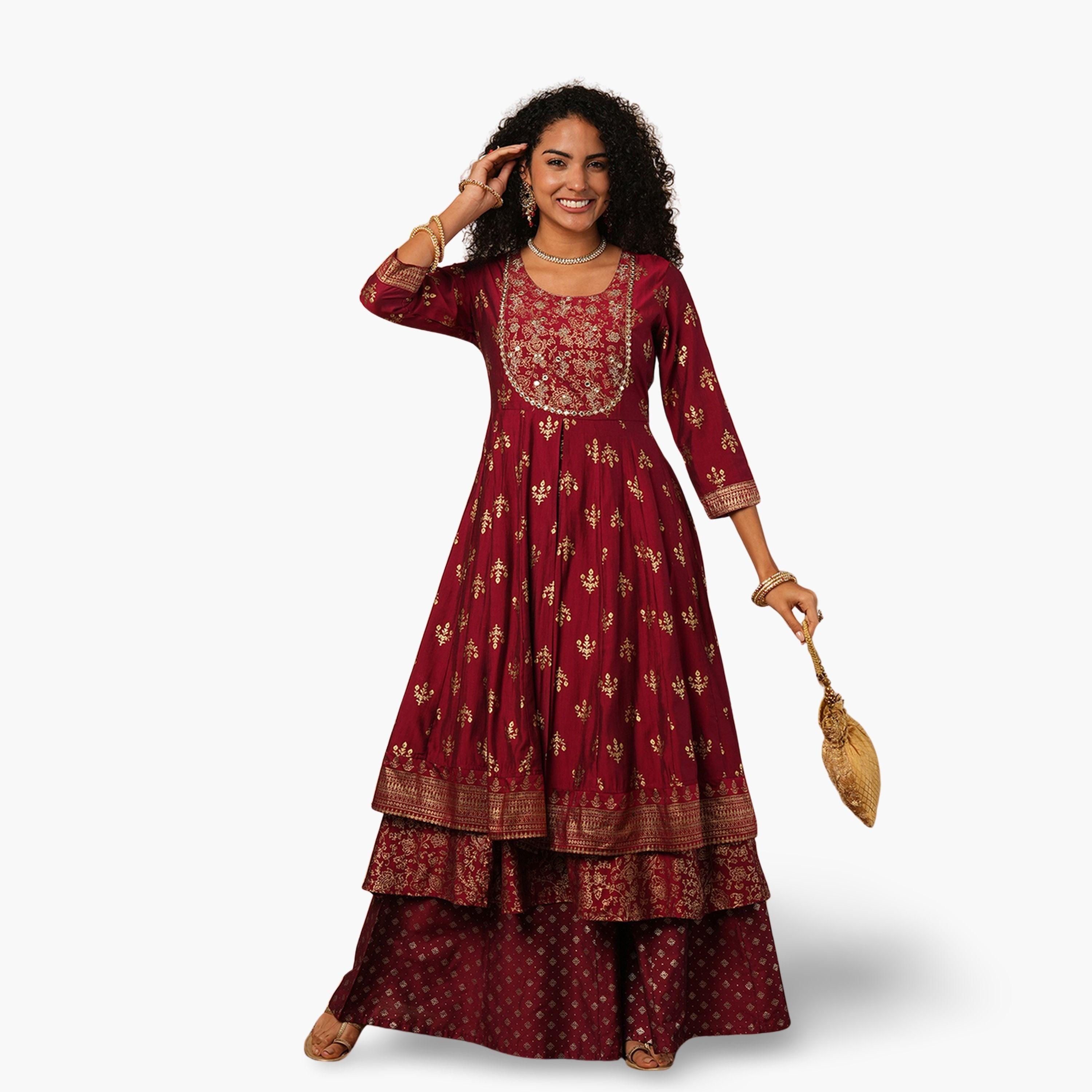 كورتا أناركالي مطرزة-women-clothing-ethnicwear-kurtas-image-1