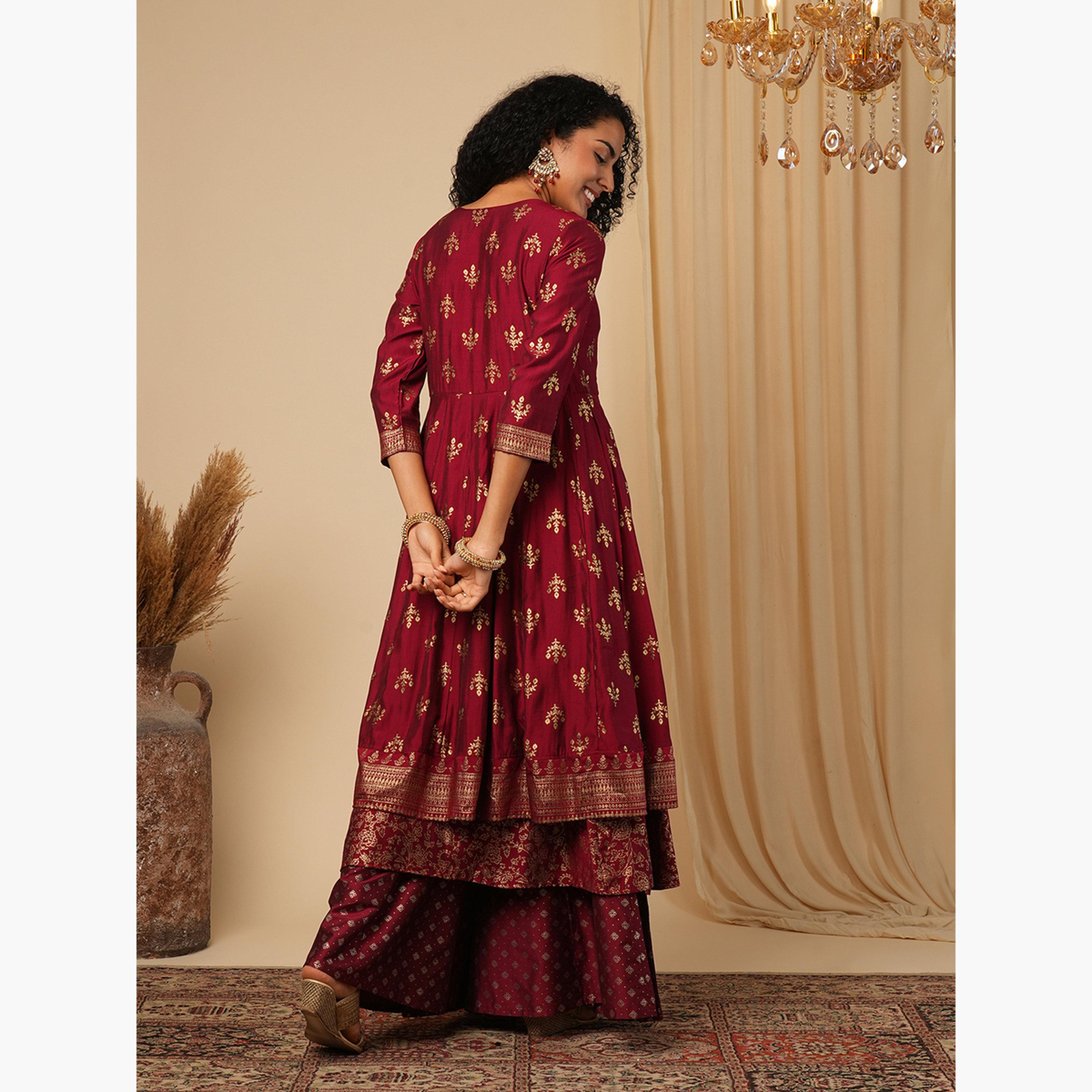 كورتا أناركالي مطرزة-women-clothing-ethnicwear-kurtas-image-3