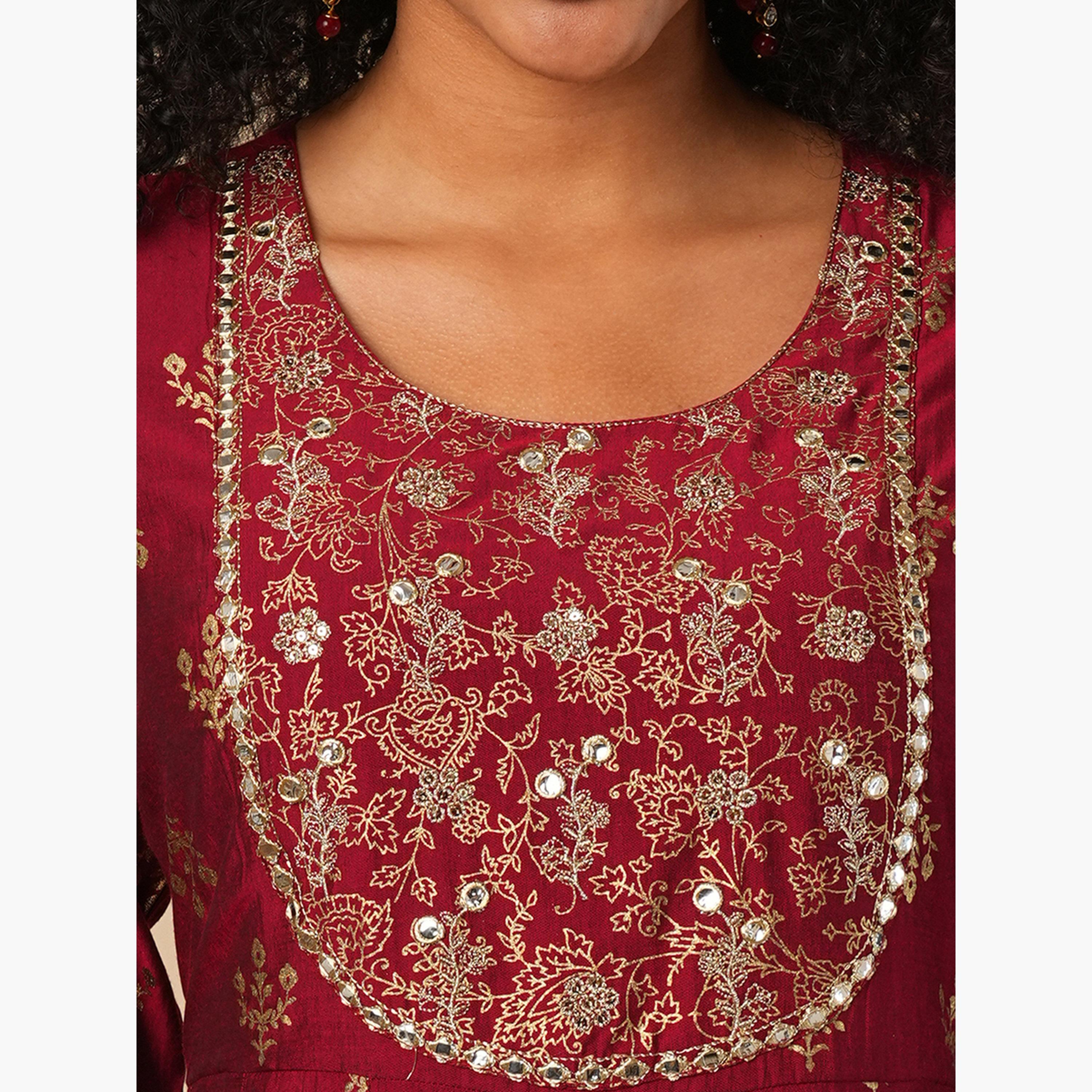 كورتا أناركالي مطرزة-women-clothing-ethnicwear-kurtas-image-5