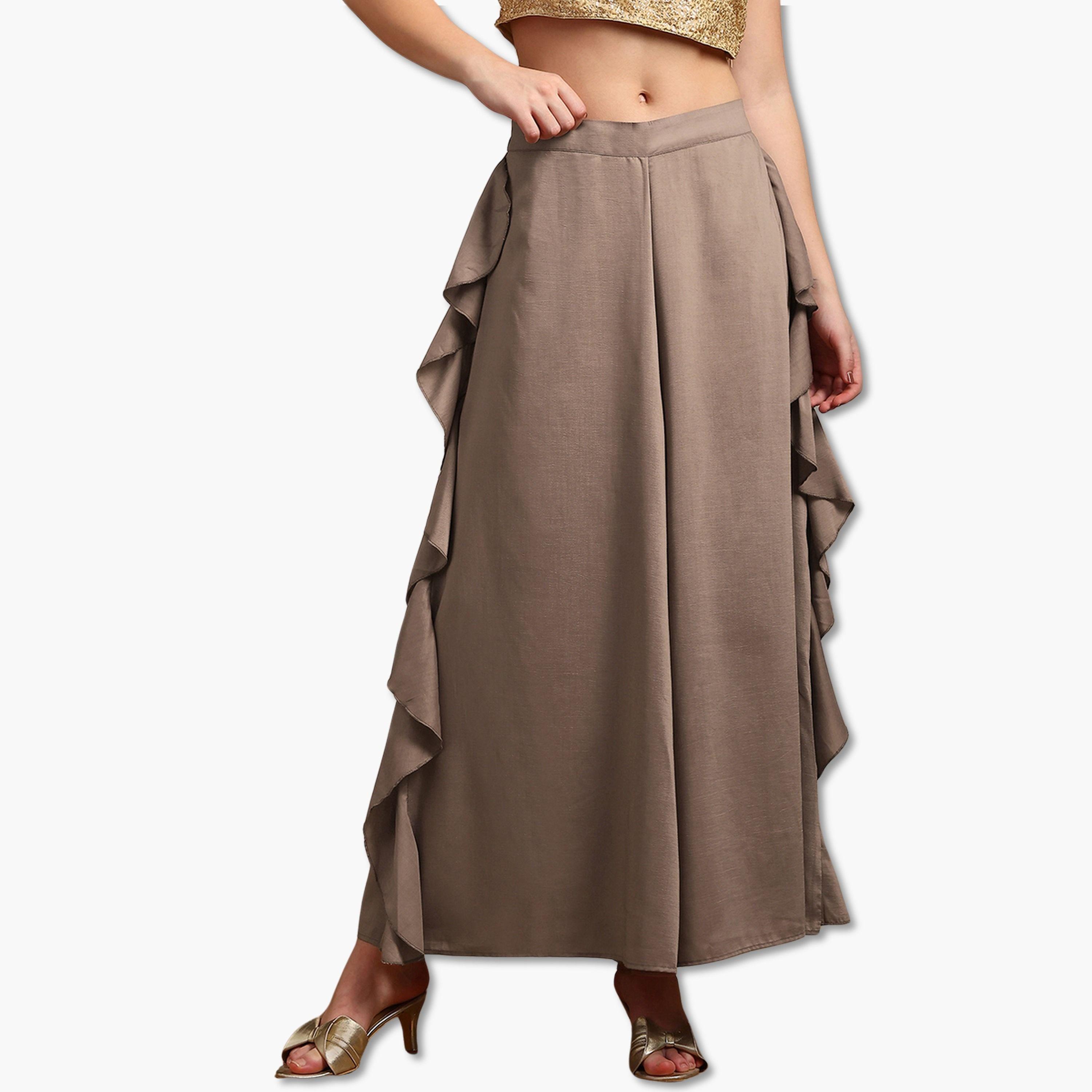 بنطال بالازو واسع بتفاصيل مكشكشة للنساء-women-clothing-ethnicwear-bottoms-palazzos-image-1