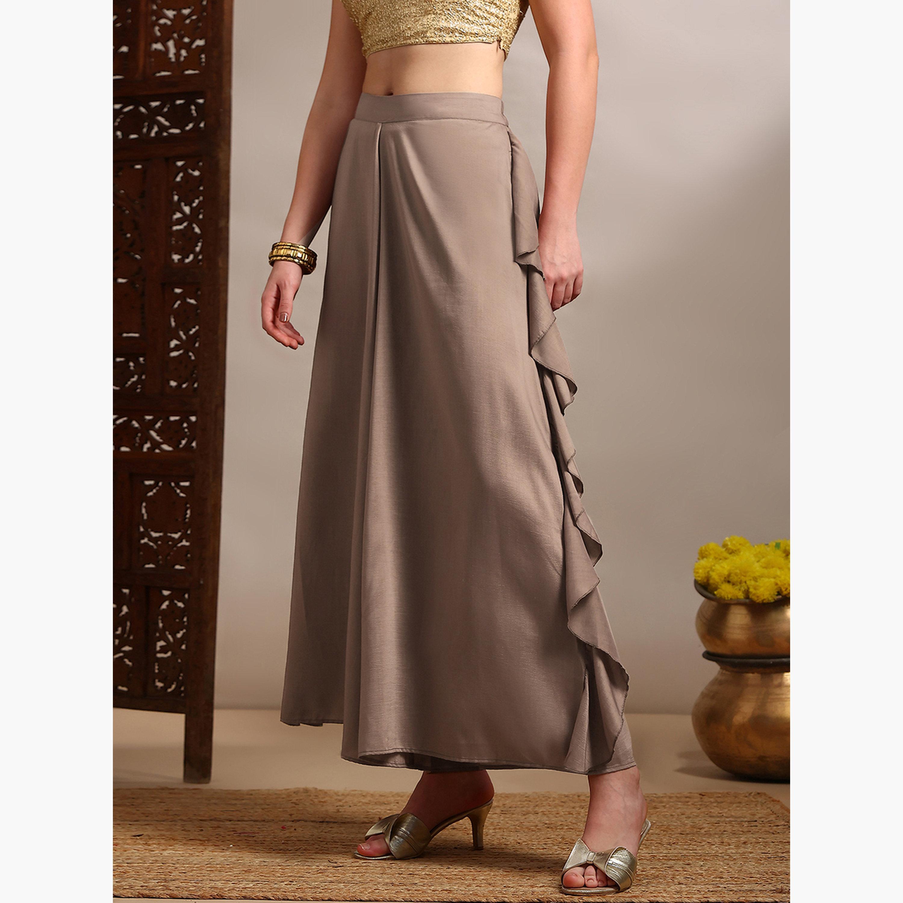 بنطال بالازو واسع بتفاصيل مكشكشة للنساء-women-clothing-ethnicwear-bottoms-palazzos-image-3