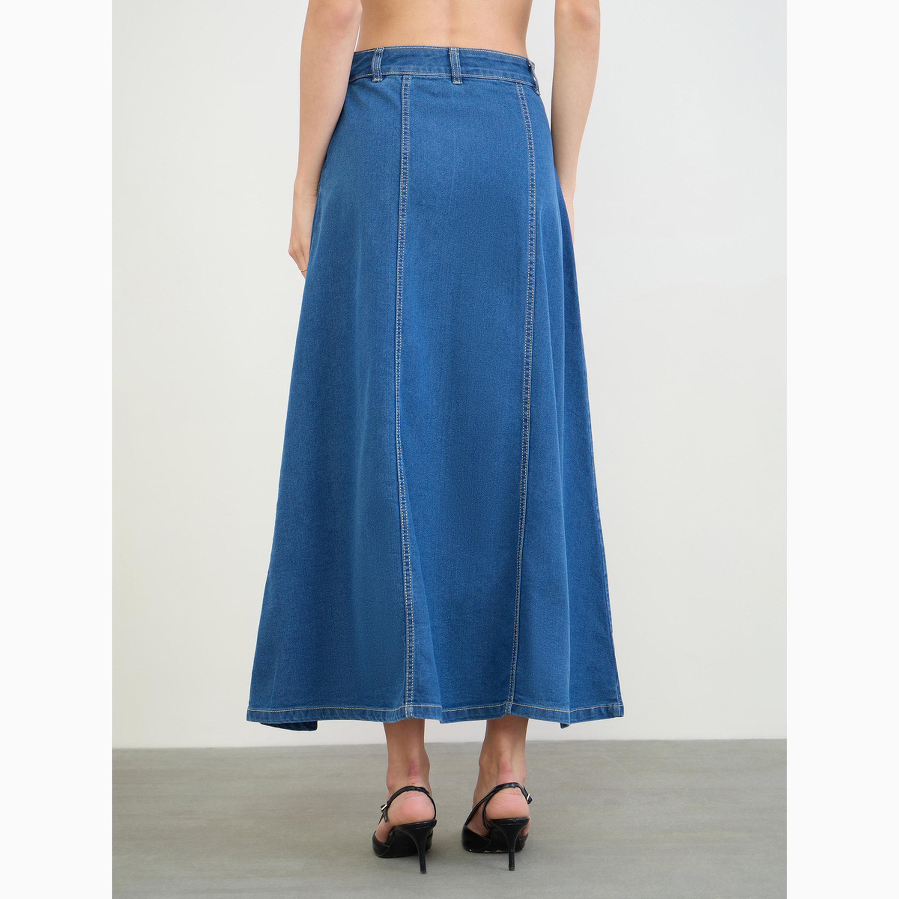 تنورة دنيم طويلة بحافة واسعة-women-clothing-bottoms-skirts-image-4
