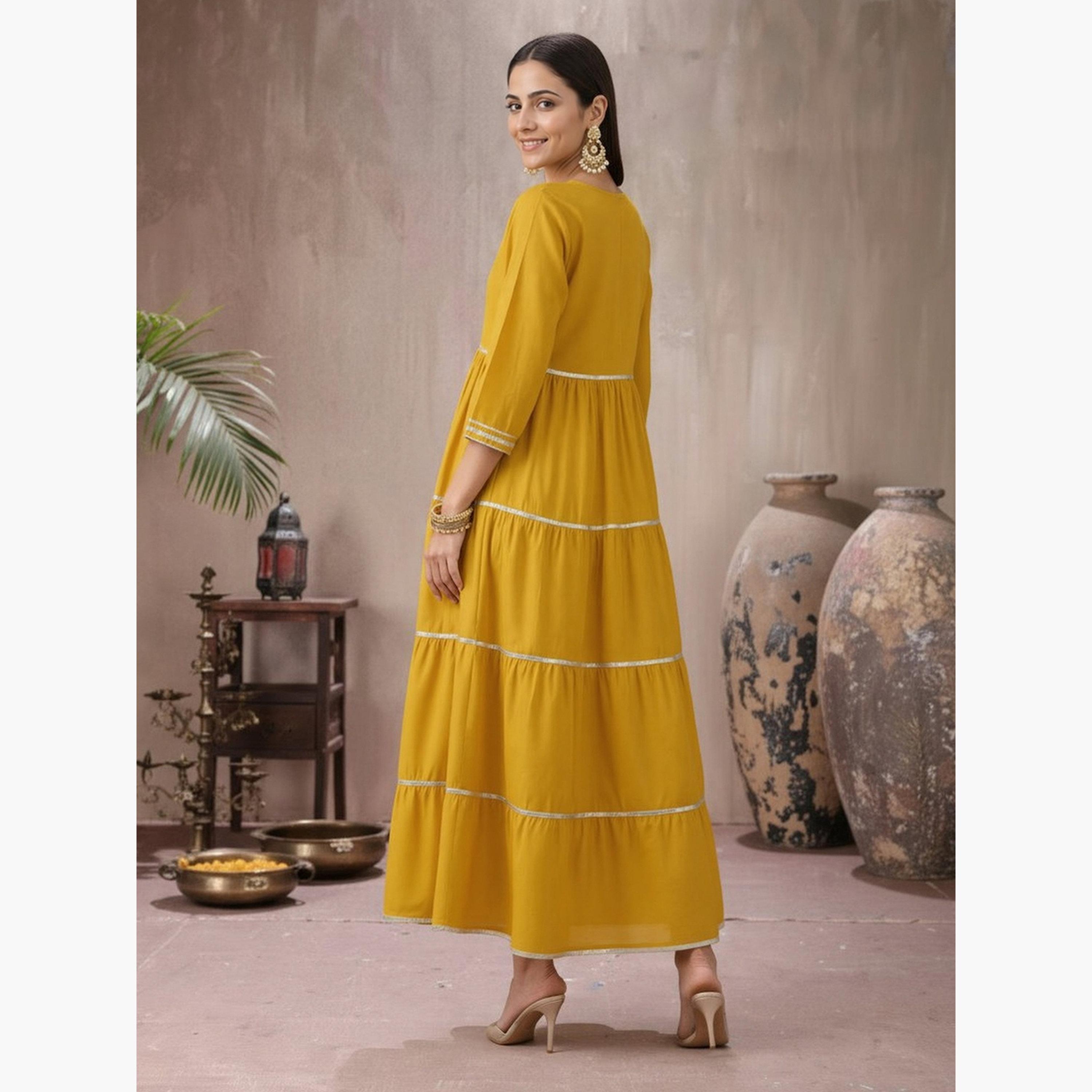Globus X Styli Women Yellow Sequined Tie-Up Maxi Dress-women-clothing-ethnicwear-dresses-image-3