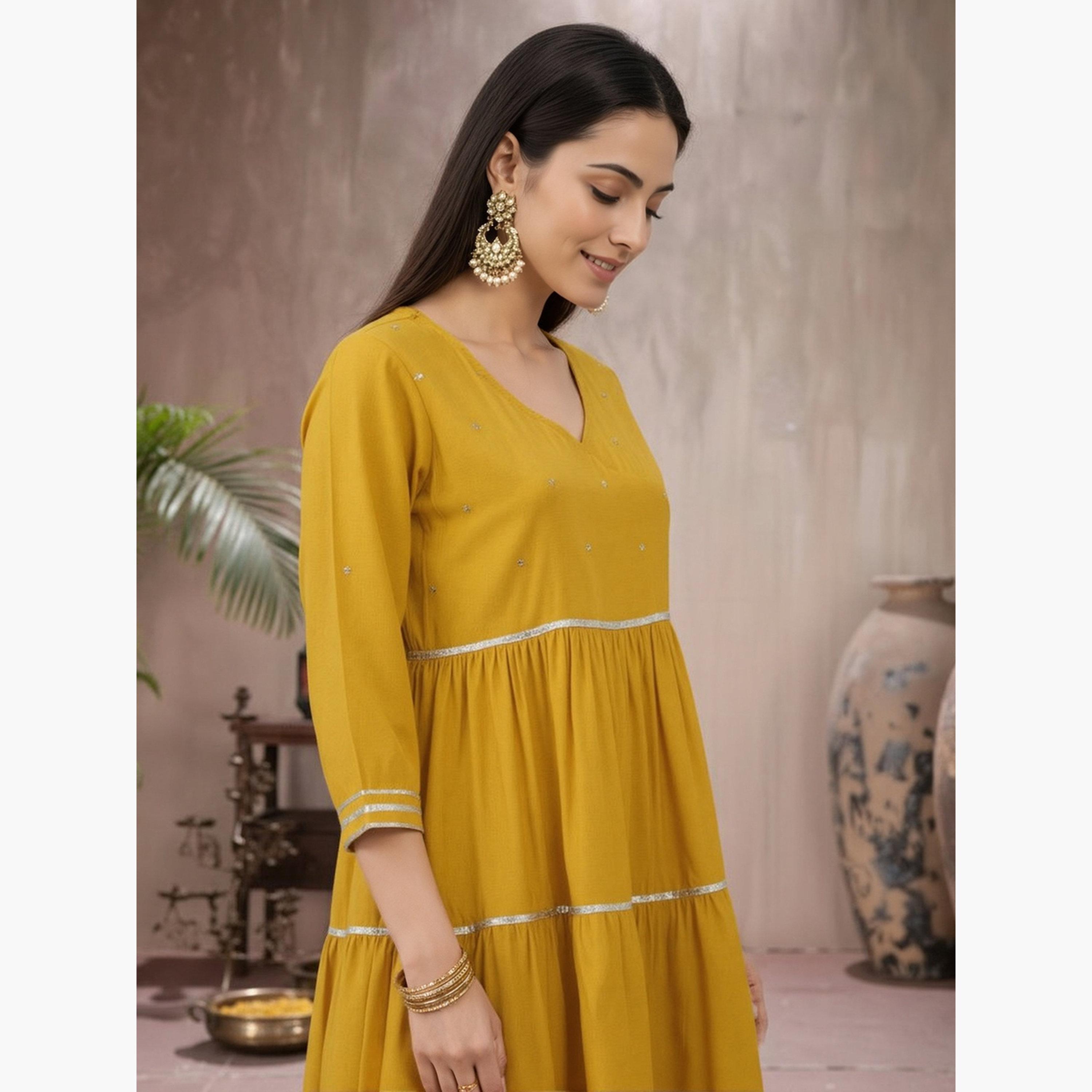 فستان ماكسي مطرز بترتر برباط-women-clothing-ethnicwear-dresses-image-4