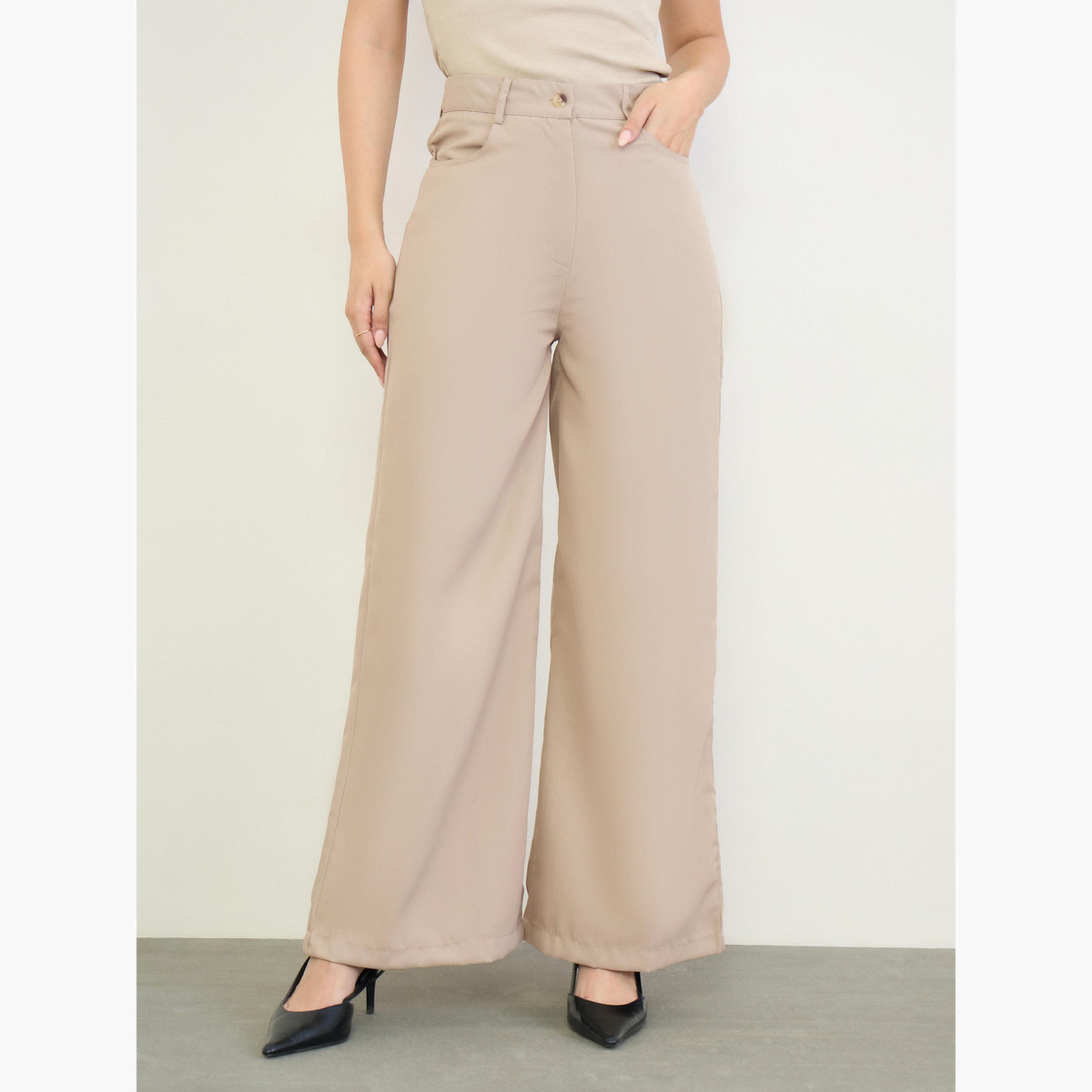 بنطال بخصر مرتفع وأرجل واسعة-women-clothing-trousers-image-1
