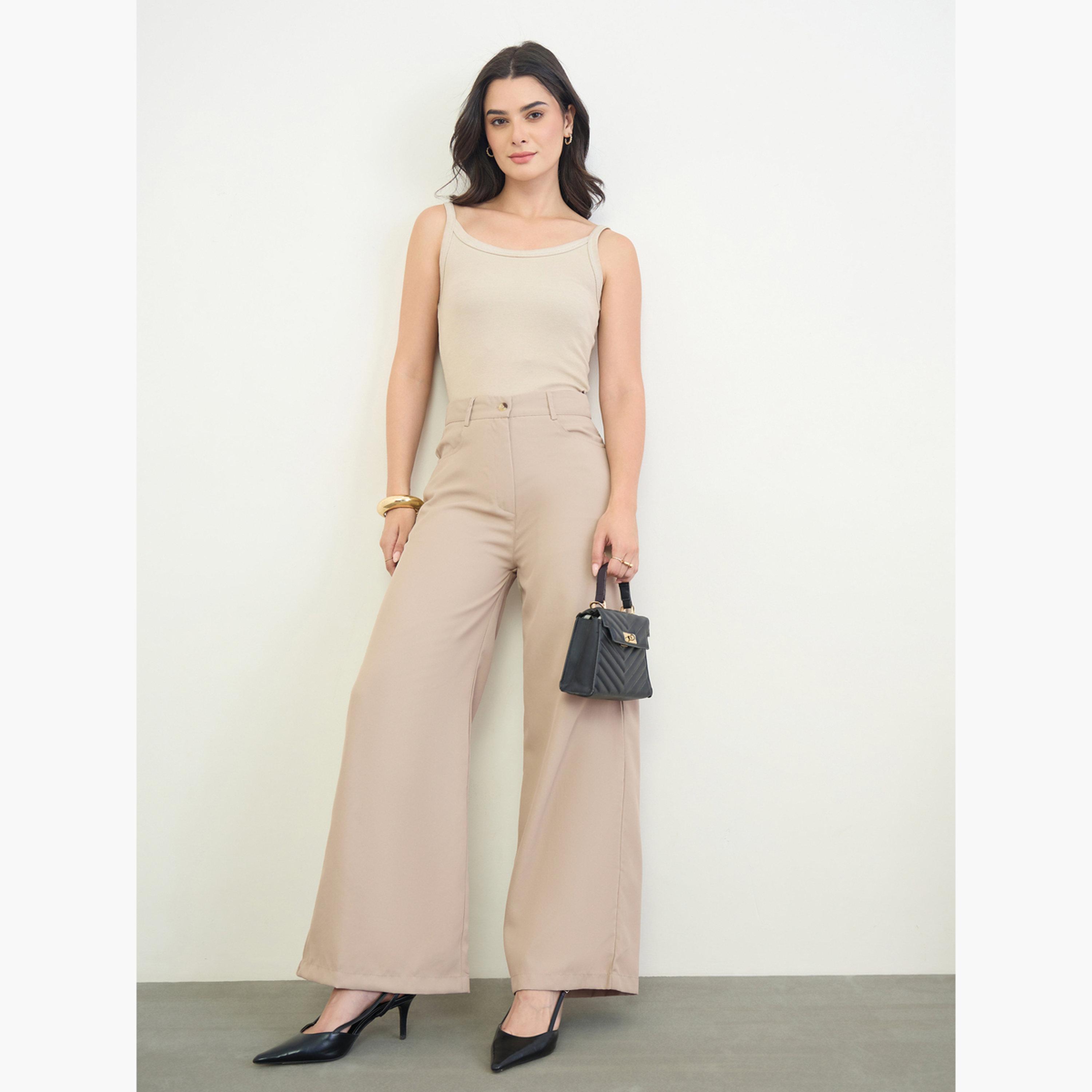 بنطال بخصر مرتفع وأرجل واسعة-women-clothing-trousers-image-2