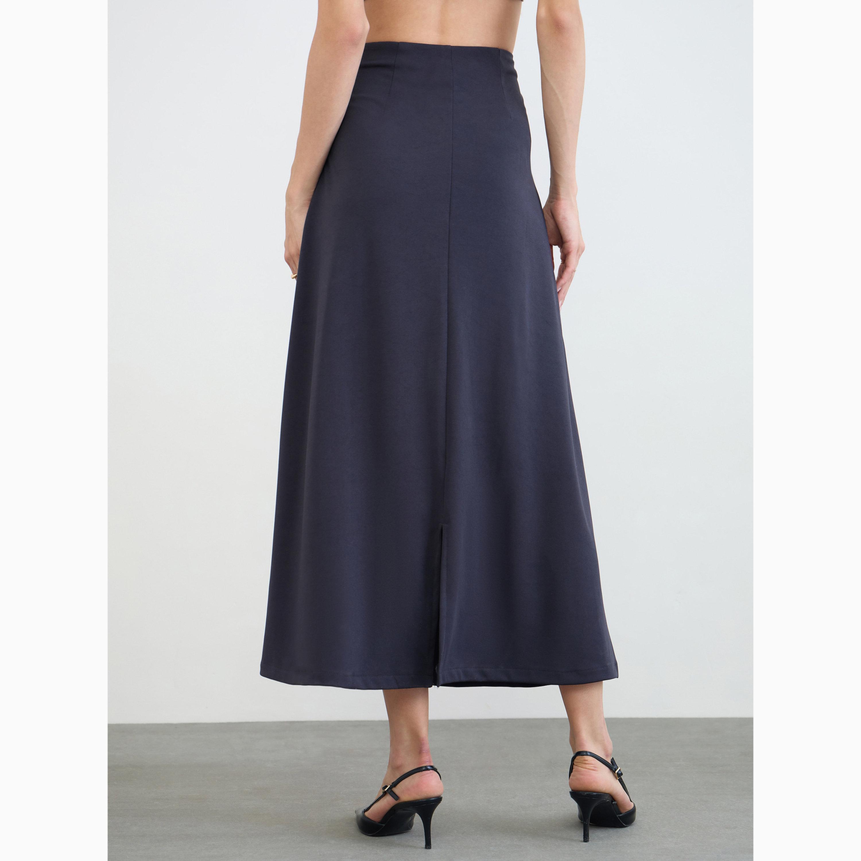 تنورة ماكسي طويلة سوداء بقصة راقية وفتحة خلفية-women-clothing-bottoms-skirts-image-4
