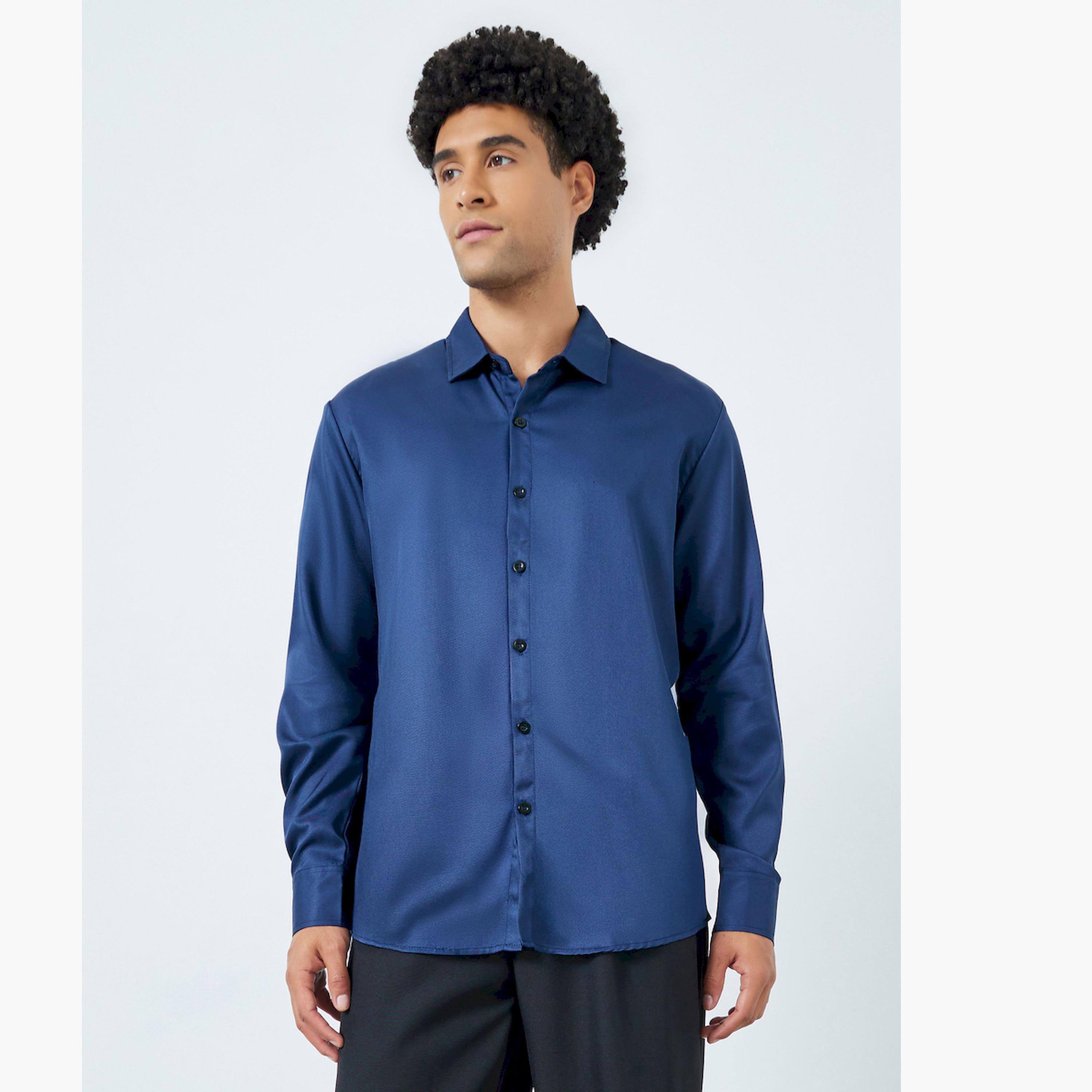 Take Two Men Navy Blue Long Sleeve Shirt-men-clothing-shirts-image-1