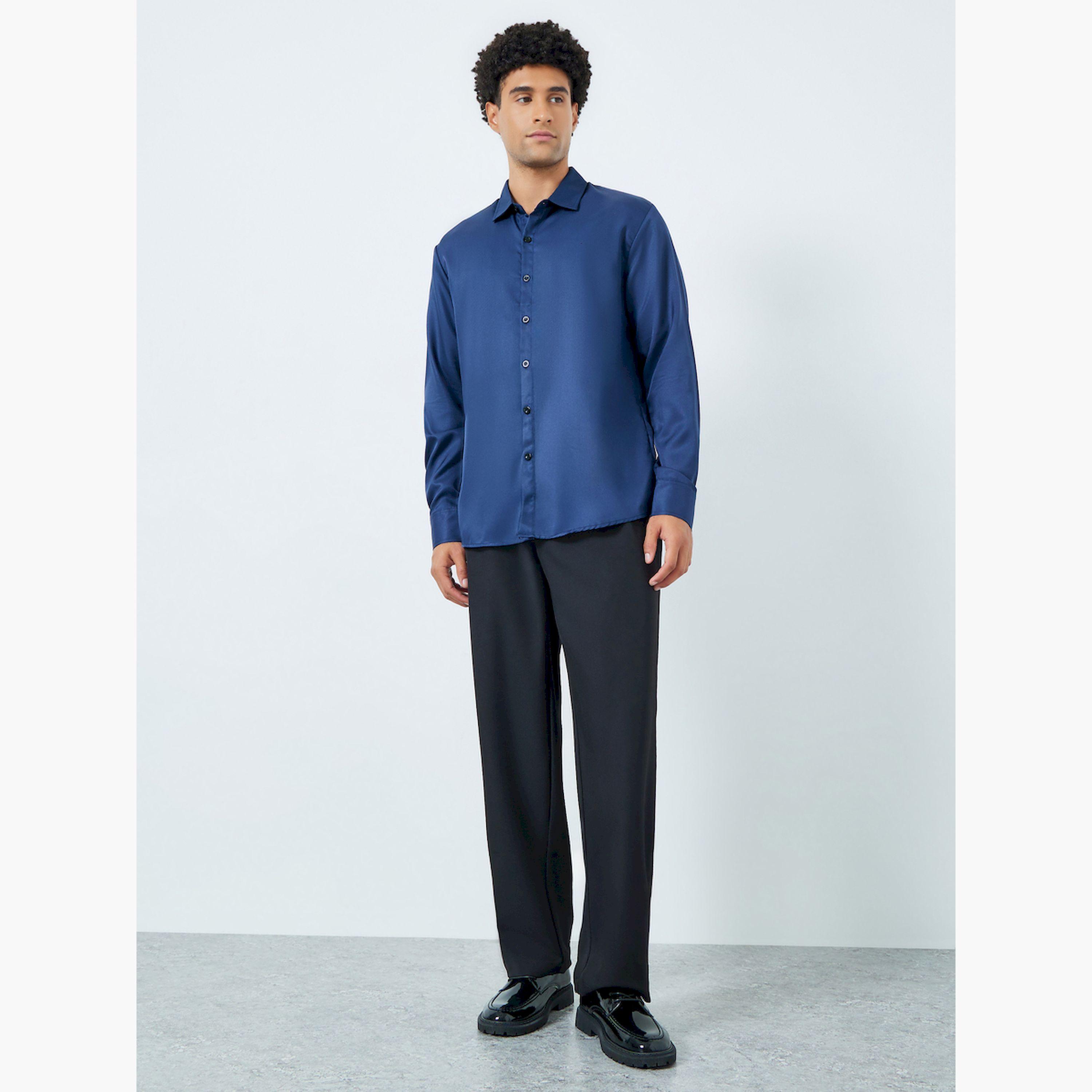 قميص رجالي كحلي بأكمام طويلة-men-clothing-shirts-image-2