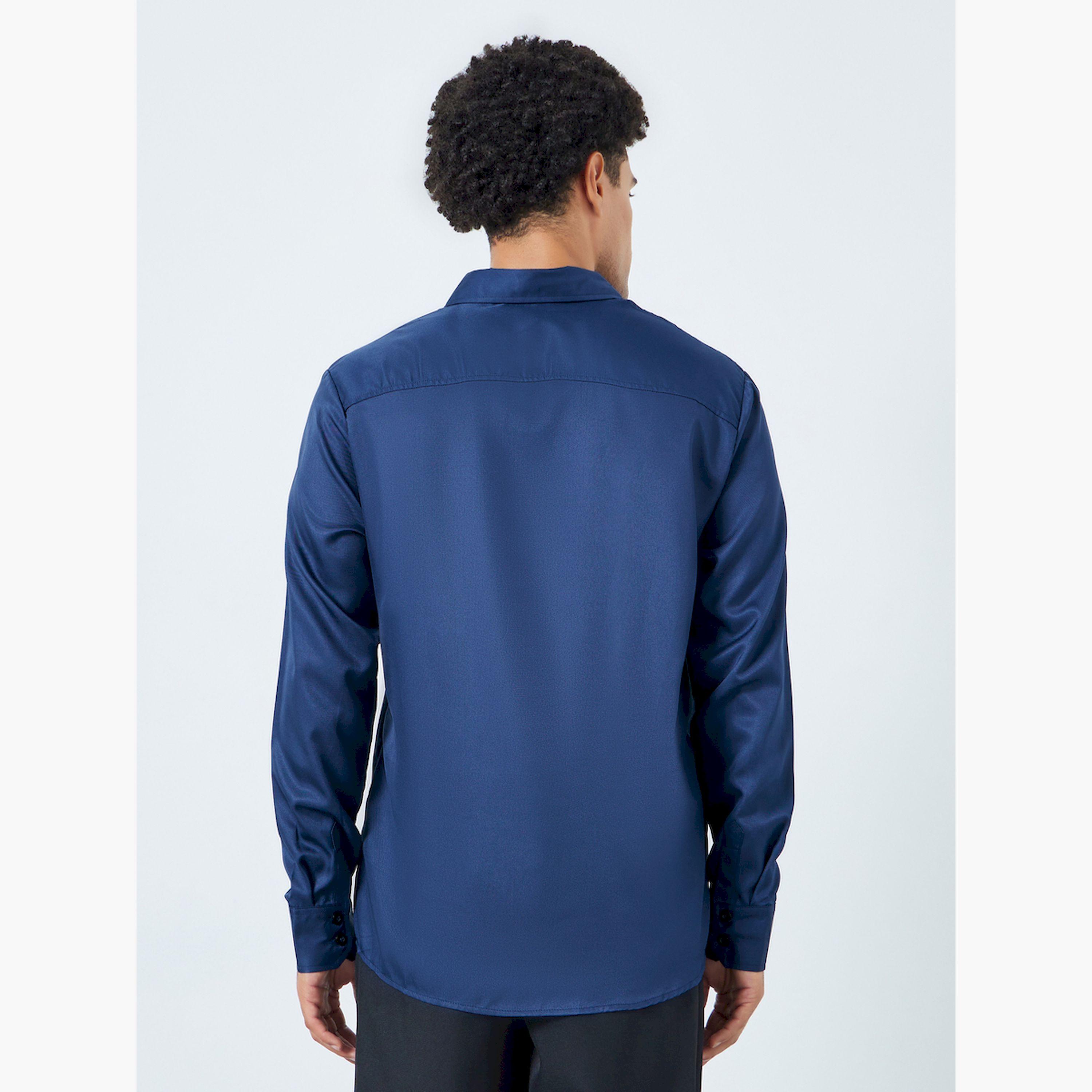 Take Two Men Navy Blue Long Sleeve Shirt-men-clothing-shirts-image-3