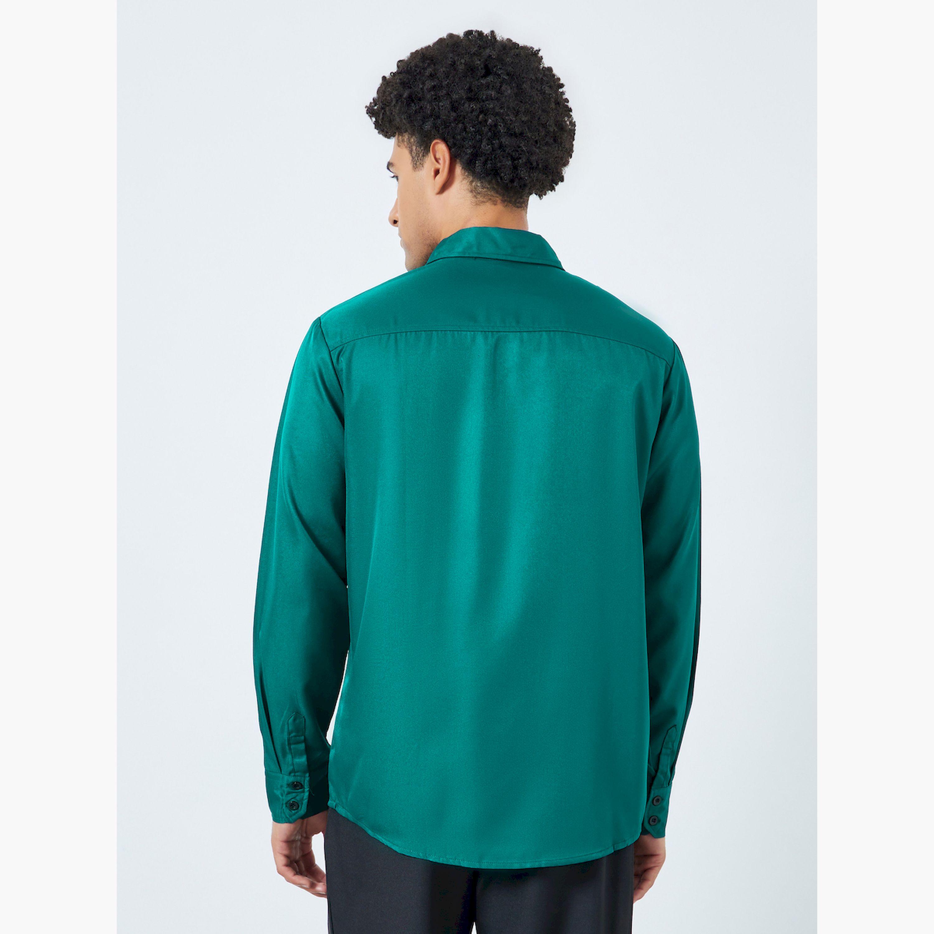 قميص رجالي أخضر داكن بأكمام طويلة-men-clothing-shirts-image-4
