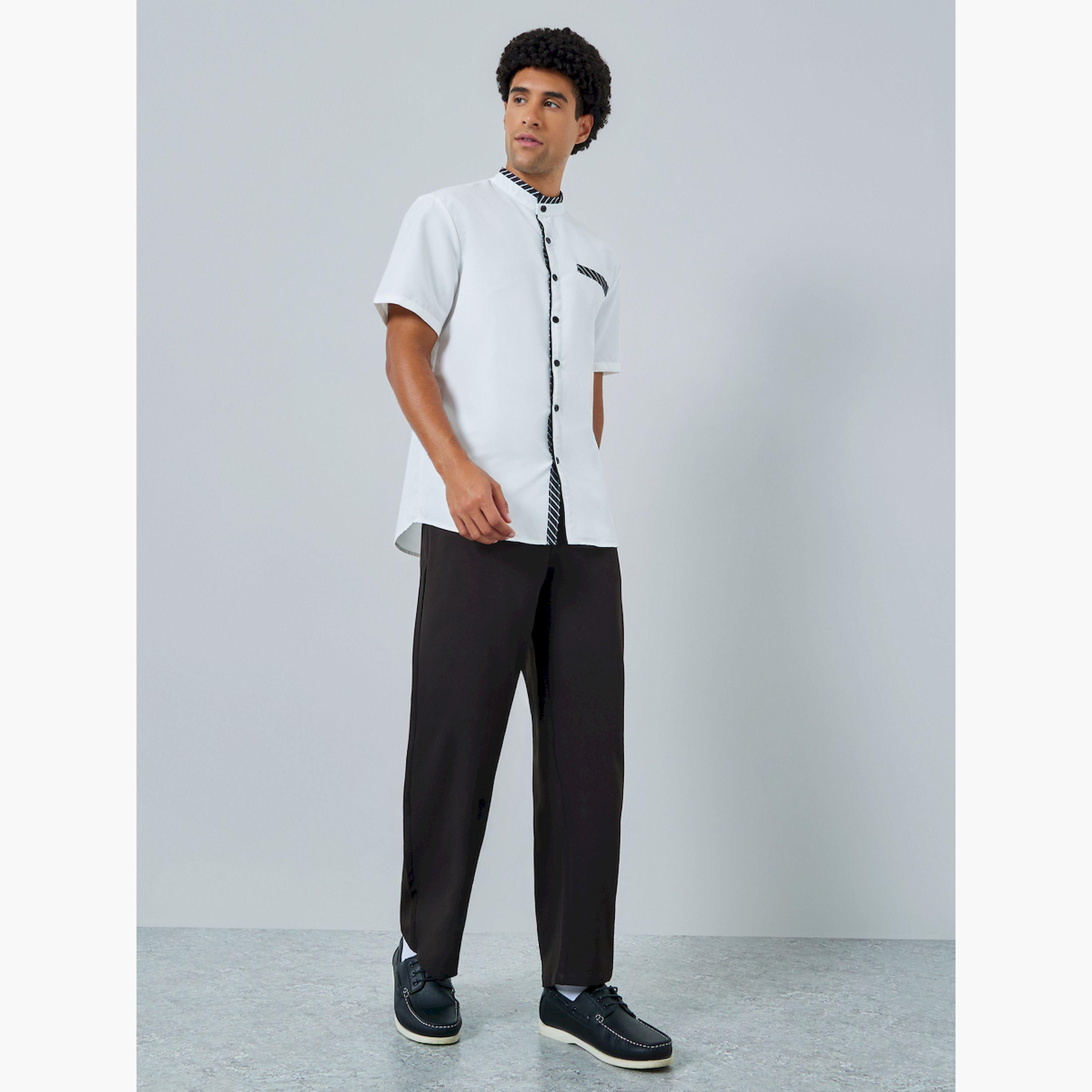 Take Two Men White Mandarin Collar Shirt-men-clothing-shirts-image-2