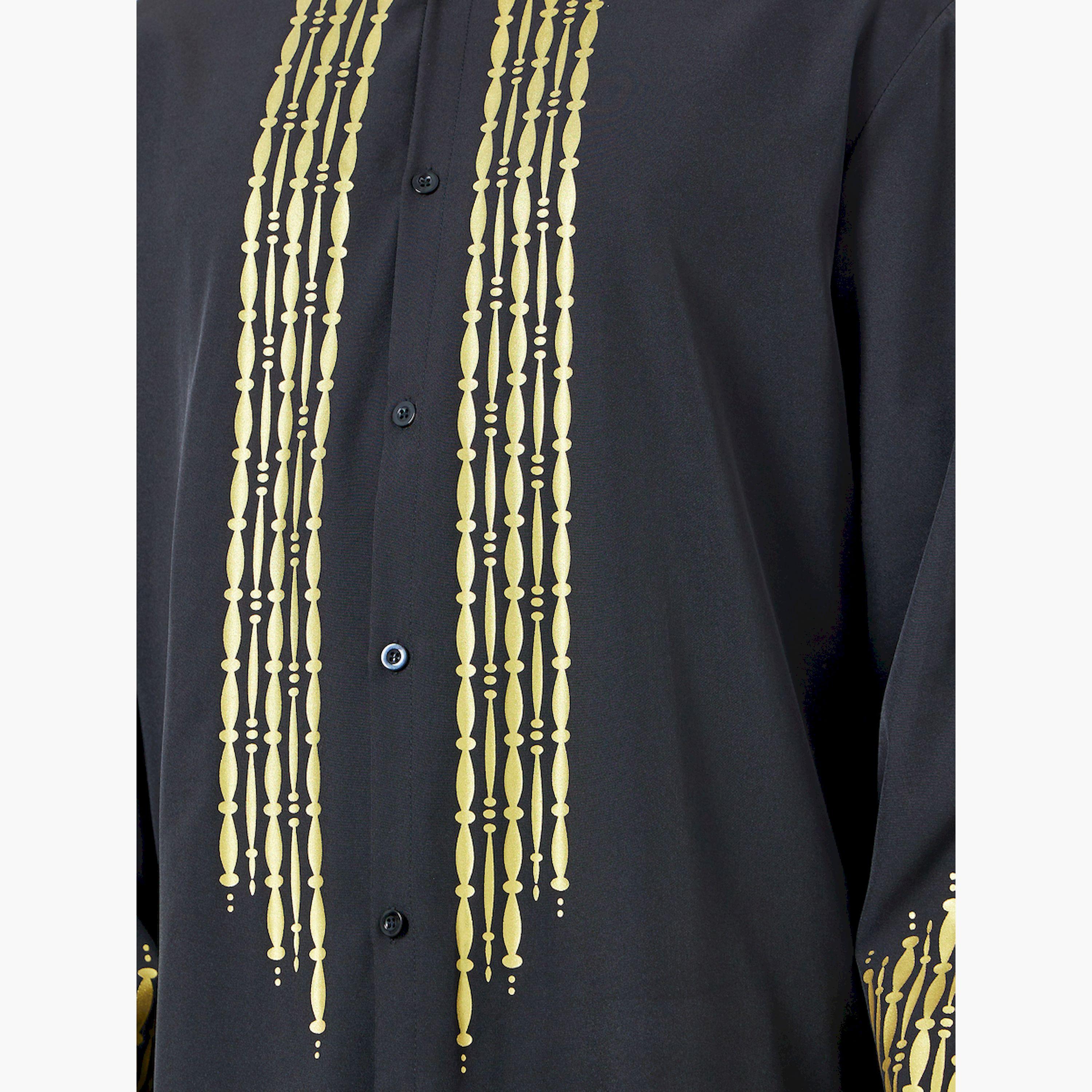 Take Two X Styli Men Stand Collar Foil Print Thobe and Trousers Set-men-clothing-coordsets-image-3