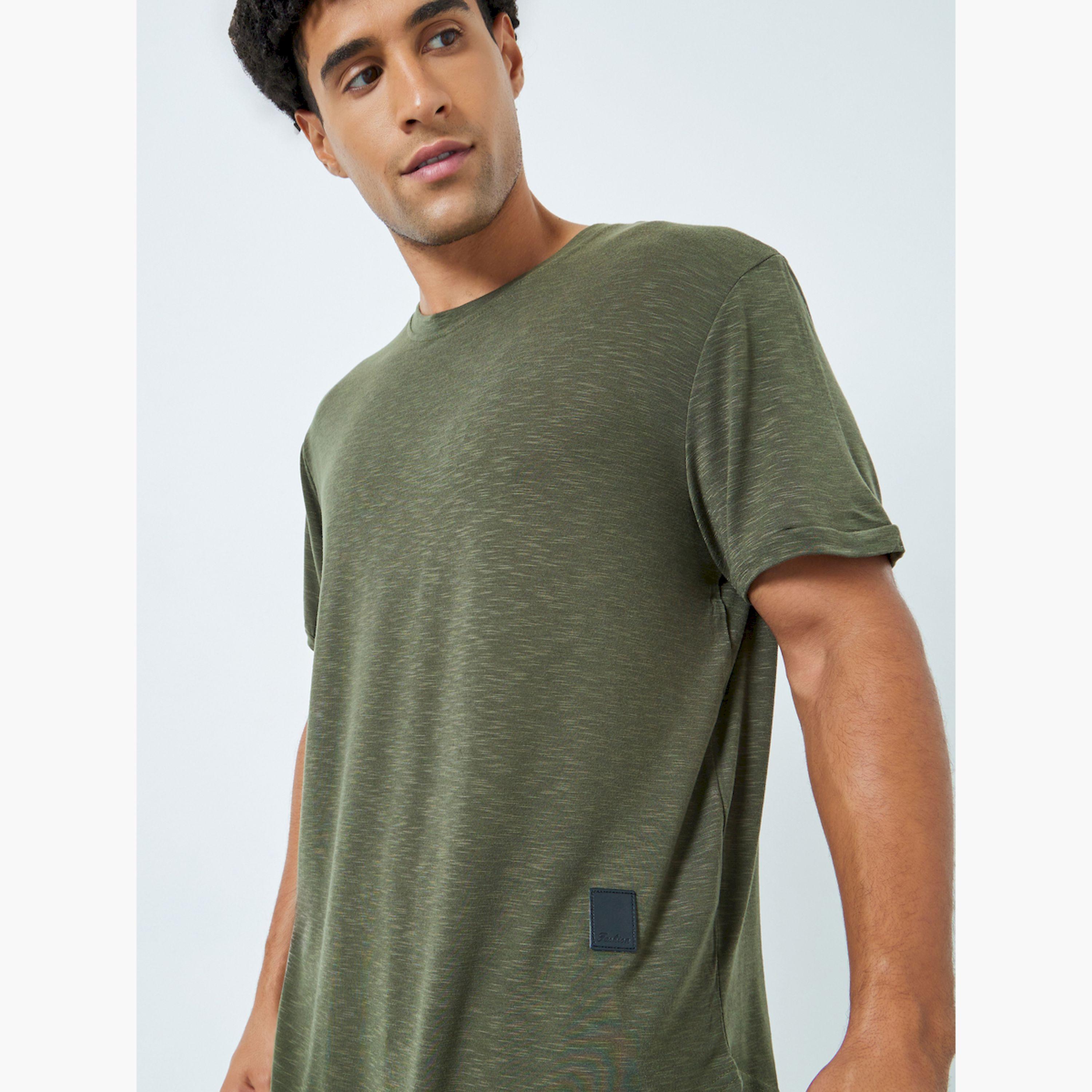 تيشيرت رجالي خاكي بياقة مستديرة وتأثير باهت-men-clothing-tshirtsandpolos-tshirts-image-5
