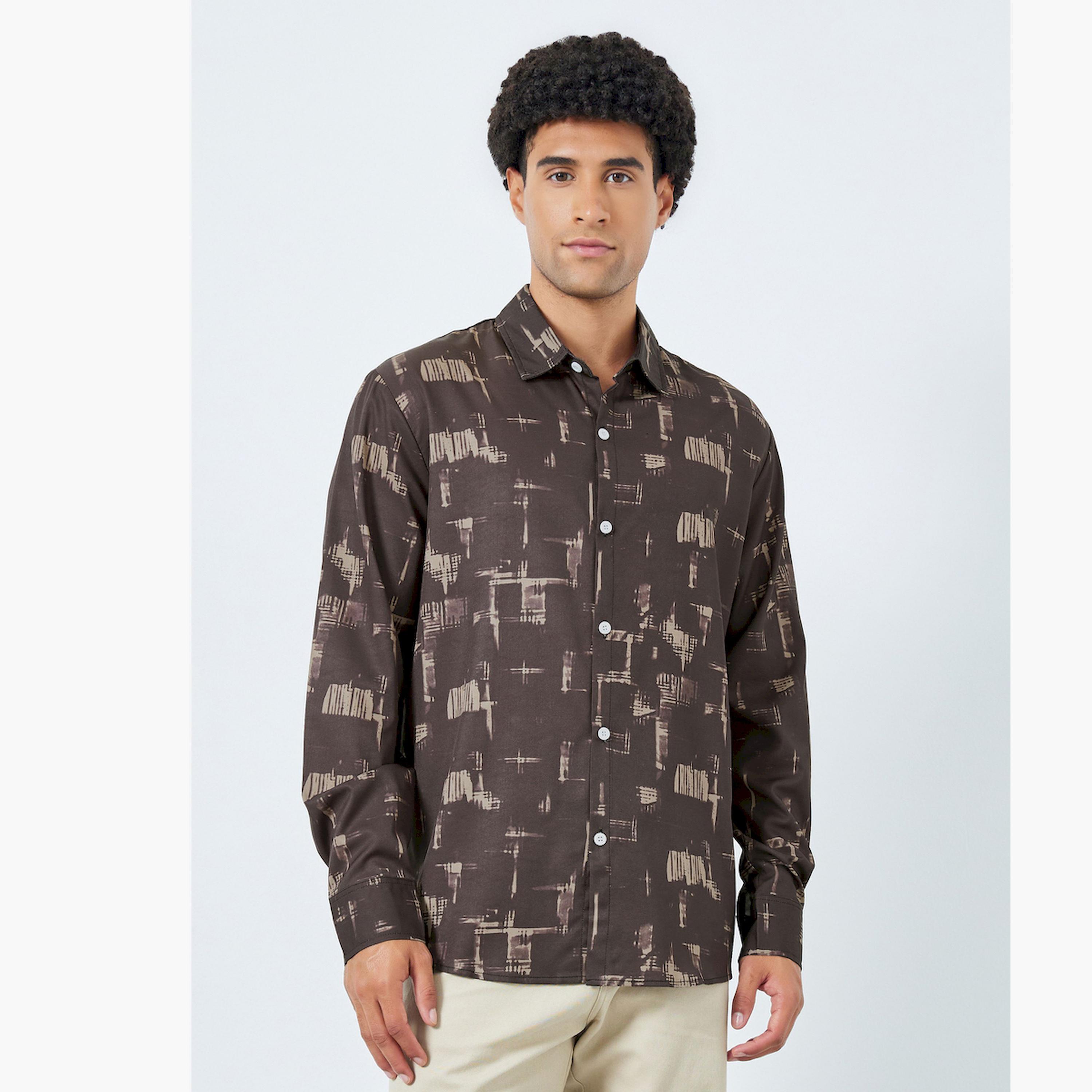 Take Two Men Abstract Print Long Sleeve Shirt-men-clothing-shirts-image-1