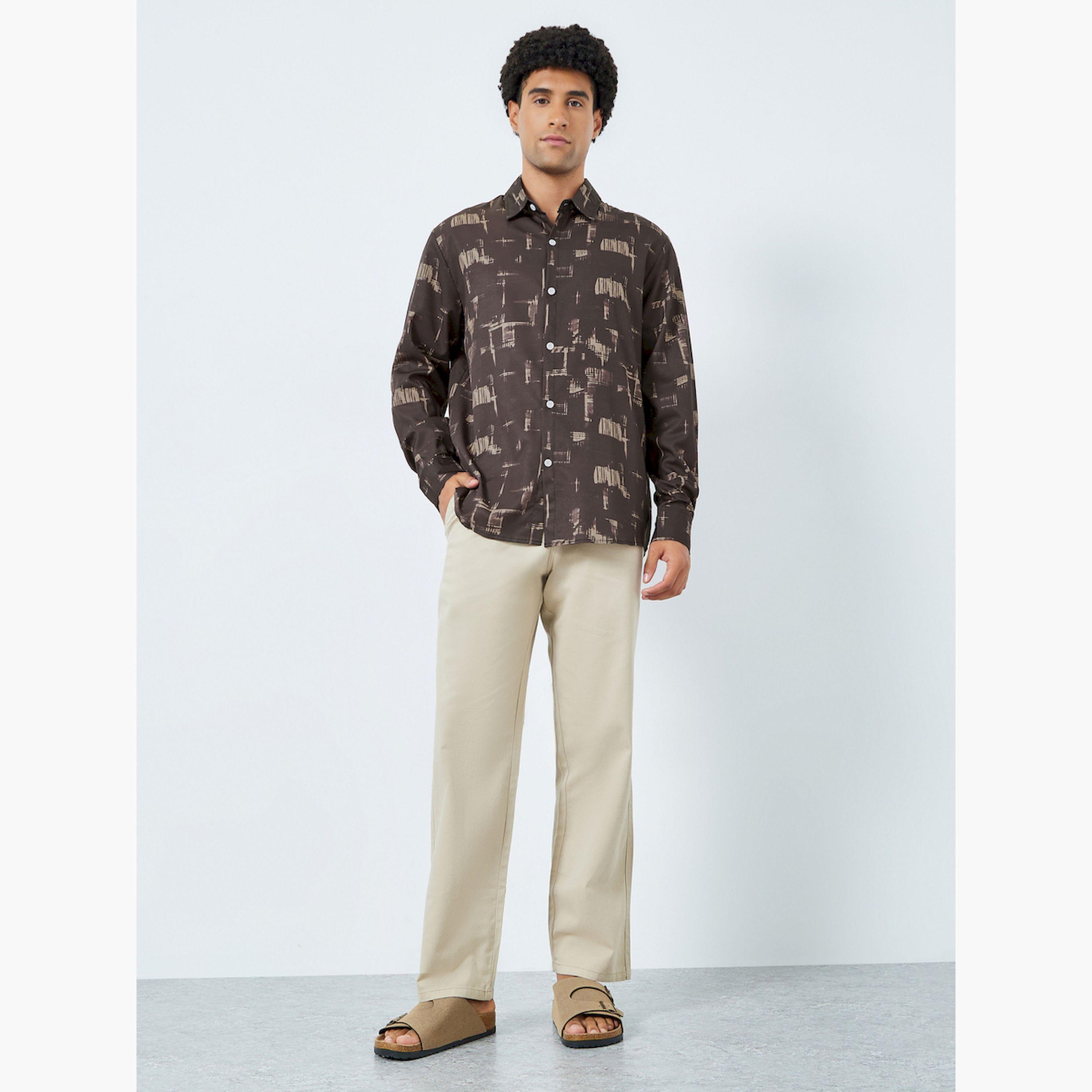 Take Two Men Abstract Print Long Sleeve Shirt-men-clothing-shirts-image-2