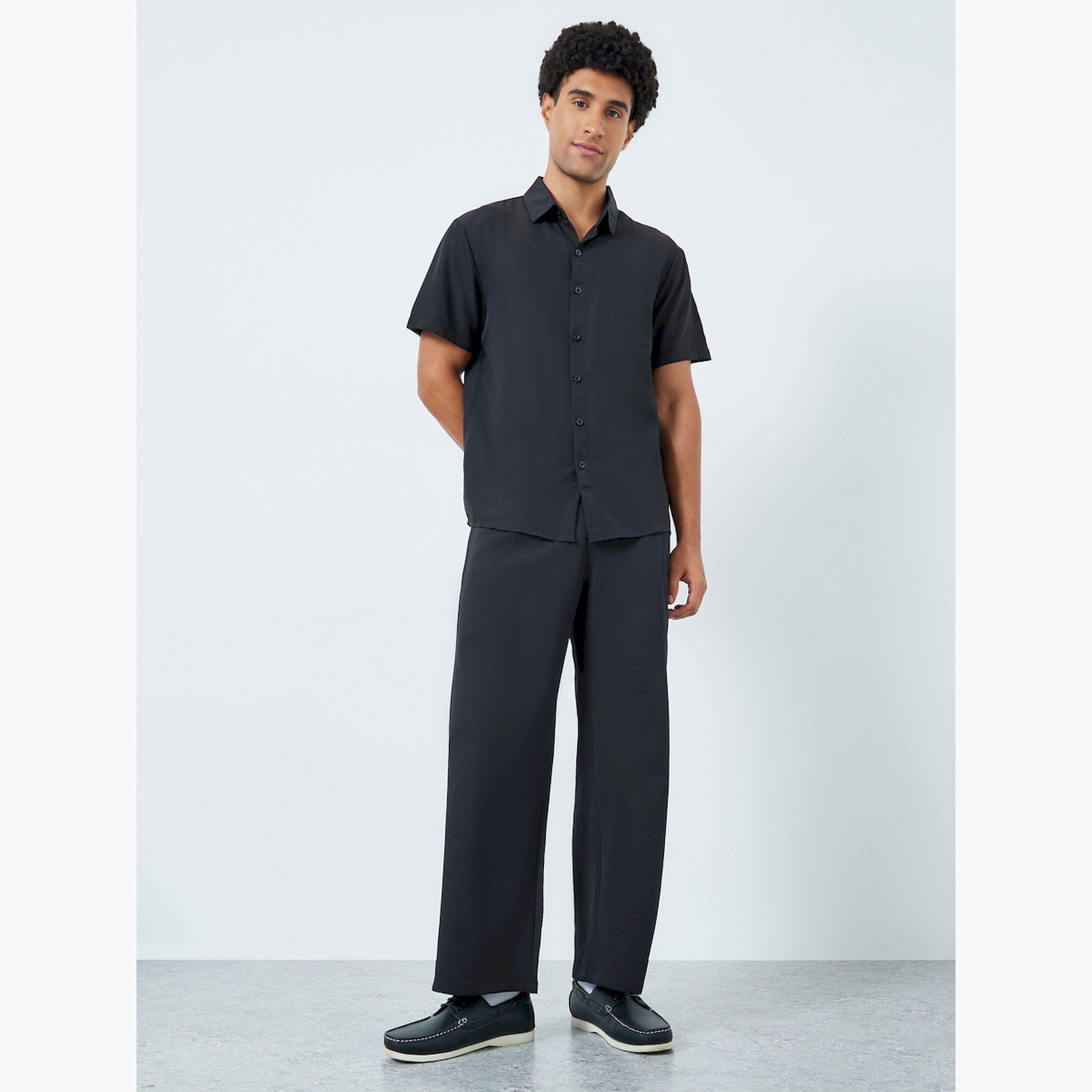 Take Two Men Black Short Sleeve Shirt with Pocket-men-clothing-shirts-image-2
