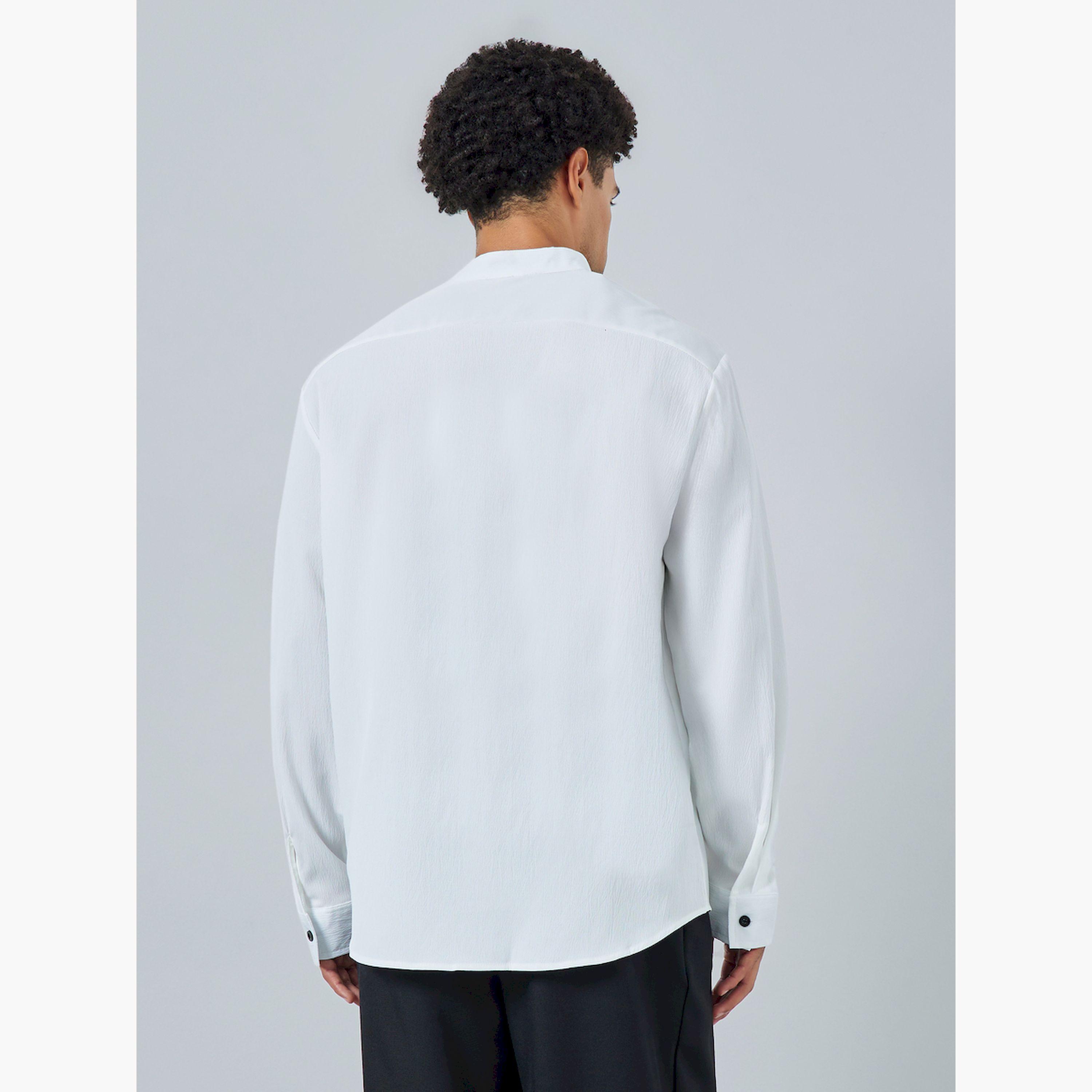 Take Two Men White Mandarin Collar Shirt-men-clothing-shirts-image-3