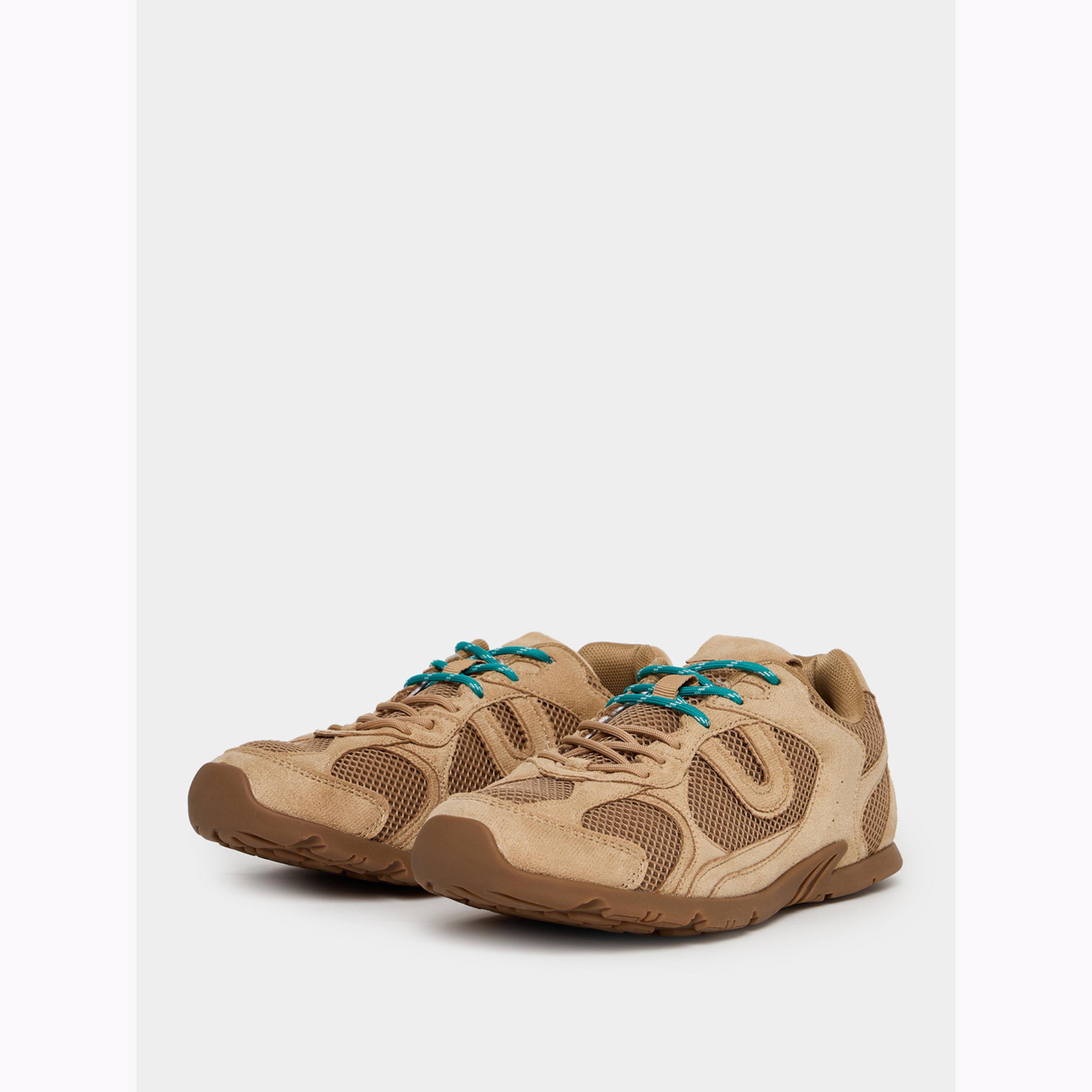 Styli Tan Suede Mesh Lace-Up Sneakers-women-shoes-sneakers-image-1