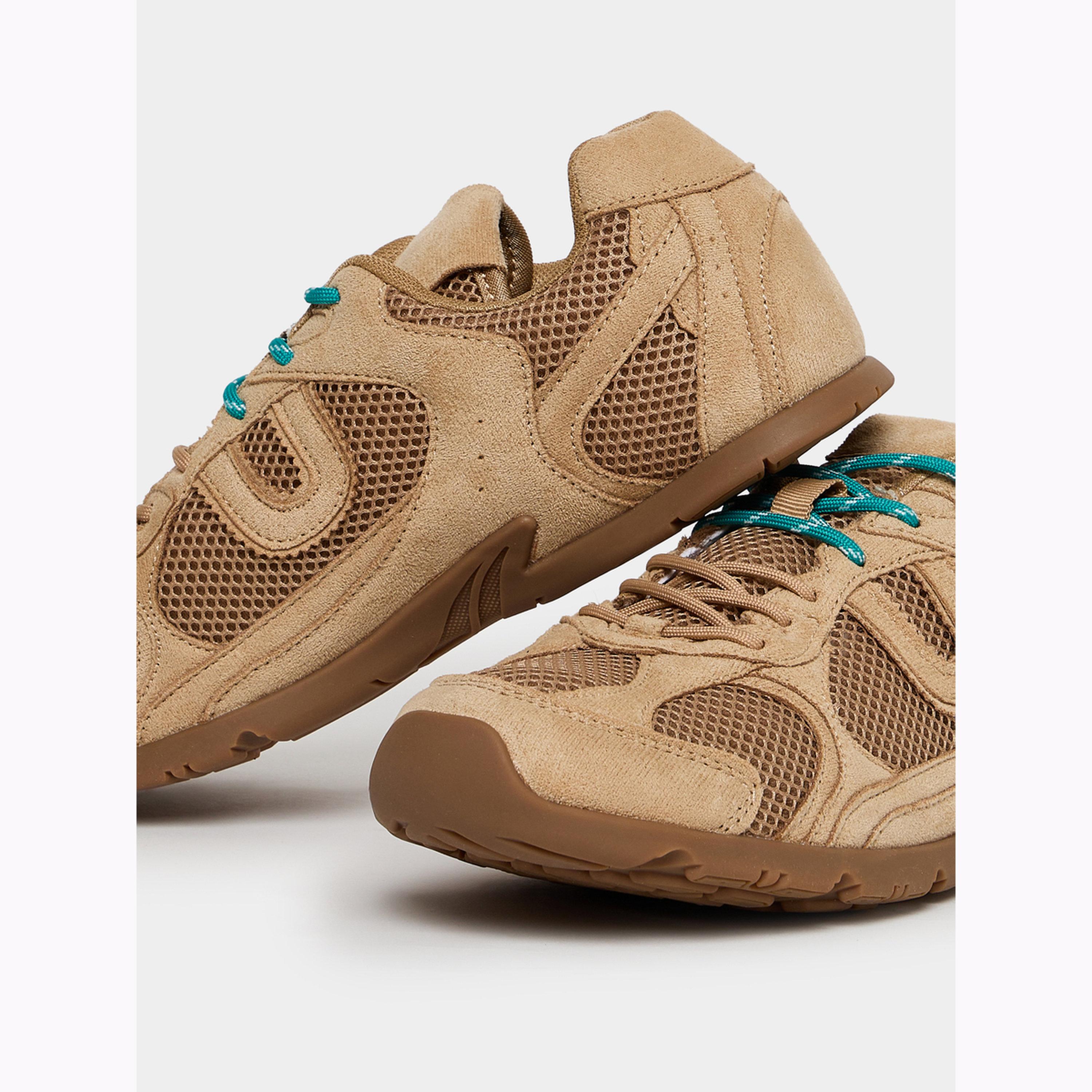 Styli Tan Suede Mesh Lace-Up Sneakers-women-shoes-sneakers-image-4