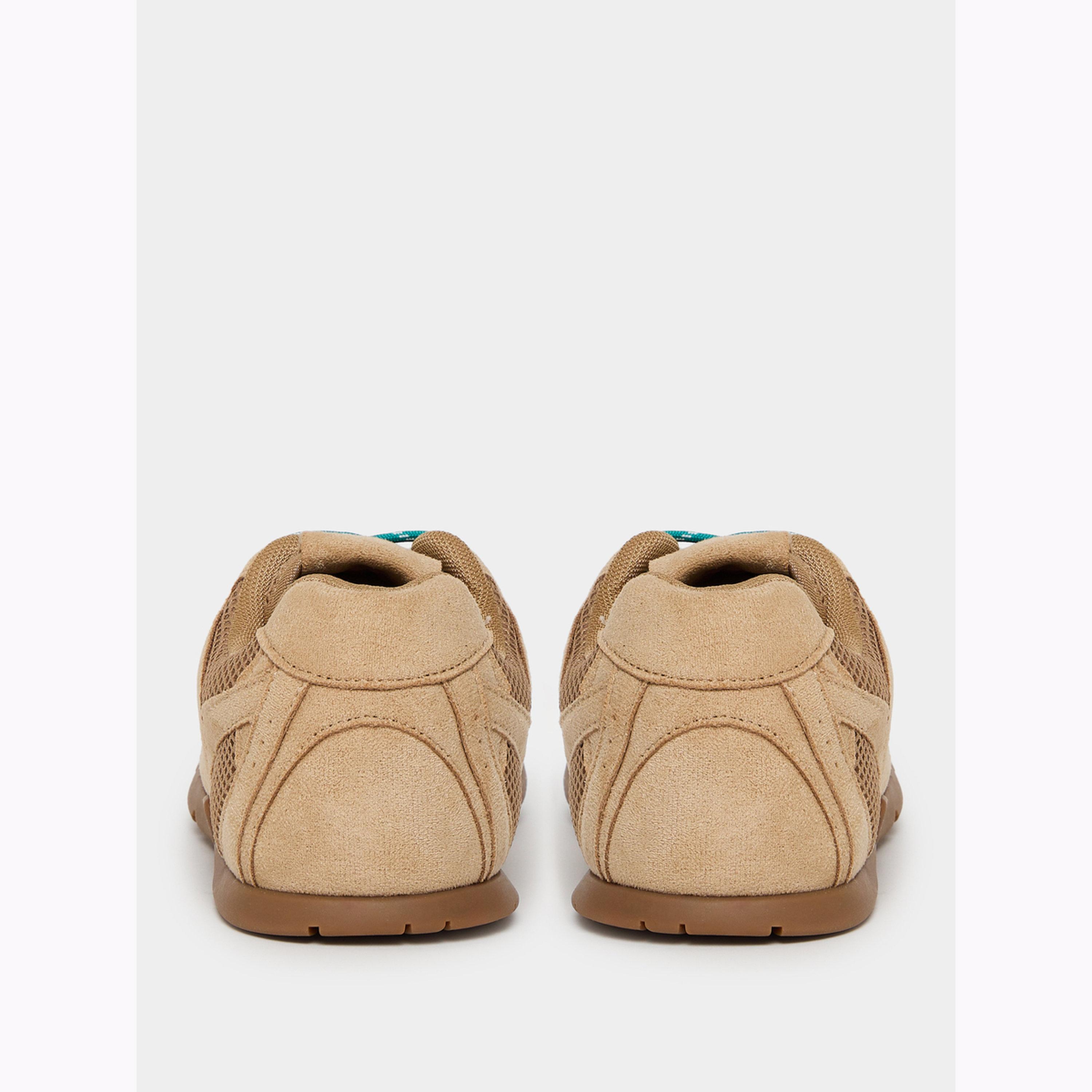 Styli Tan Suede Mesh Lace-Up Sneakers-women-shoes-sneakers-image-5