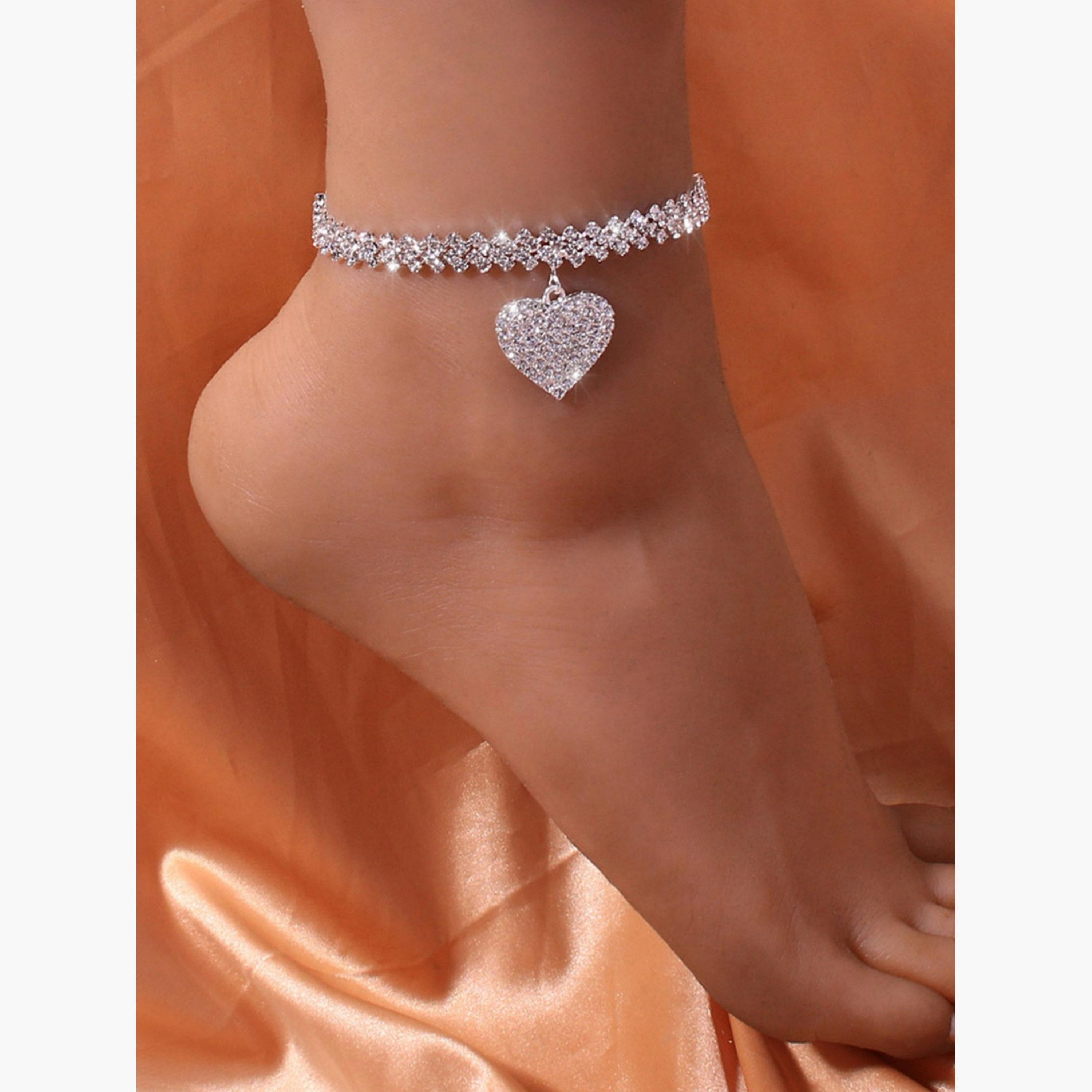 Take Two Women Silver Rhinestone Anklet-women-watchesandjewellery-jewellery-anklets-image-2