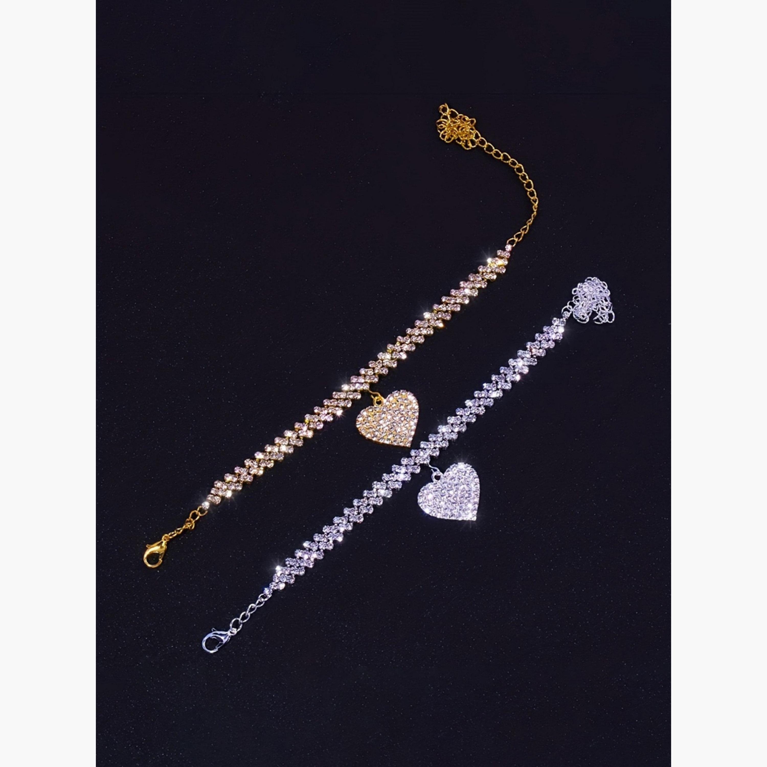 Take Two Women Silver Rhinestone Anklet-women-watchesandjewellery-jewellery-anklets-image-4