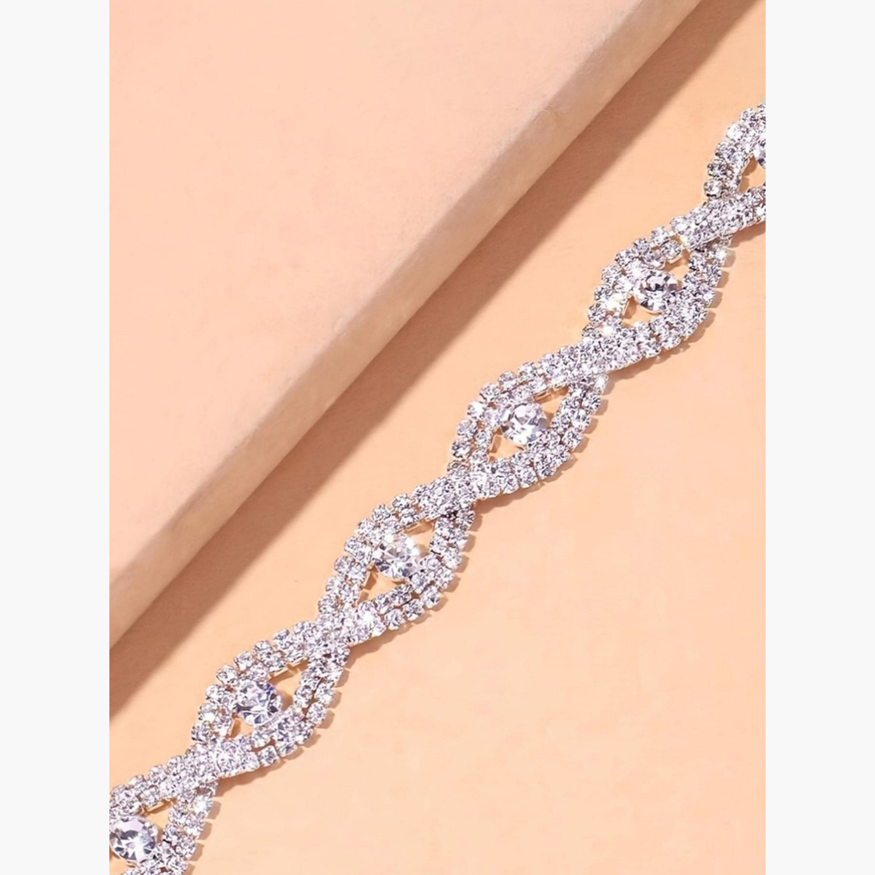 خلخال هندسي مرصع بالراين-women-watchesandjewellery-jewellery-anklets-image-3