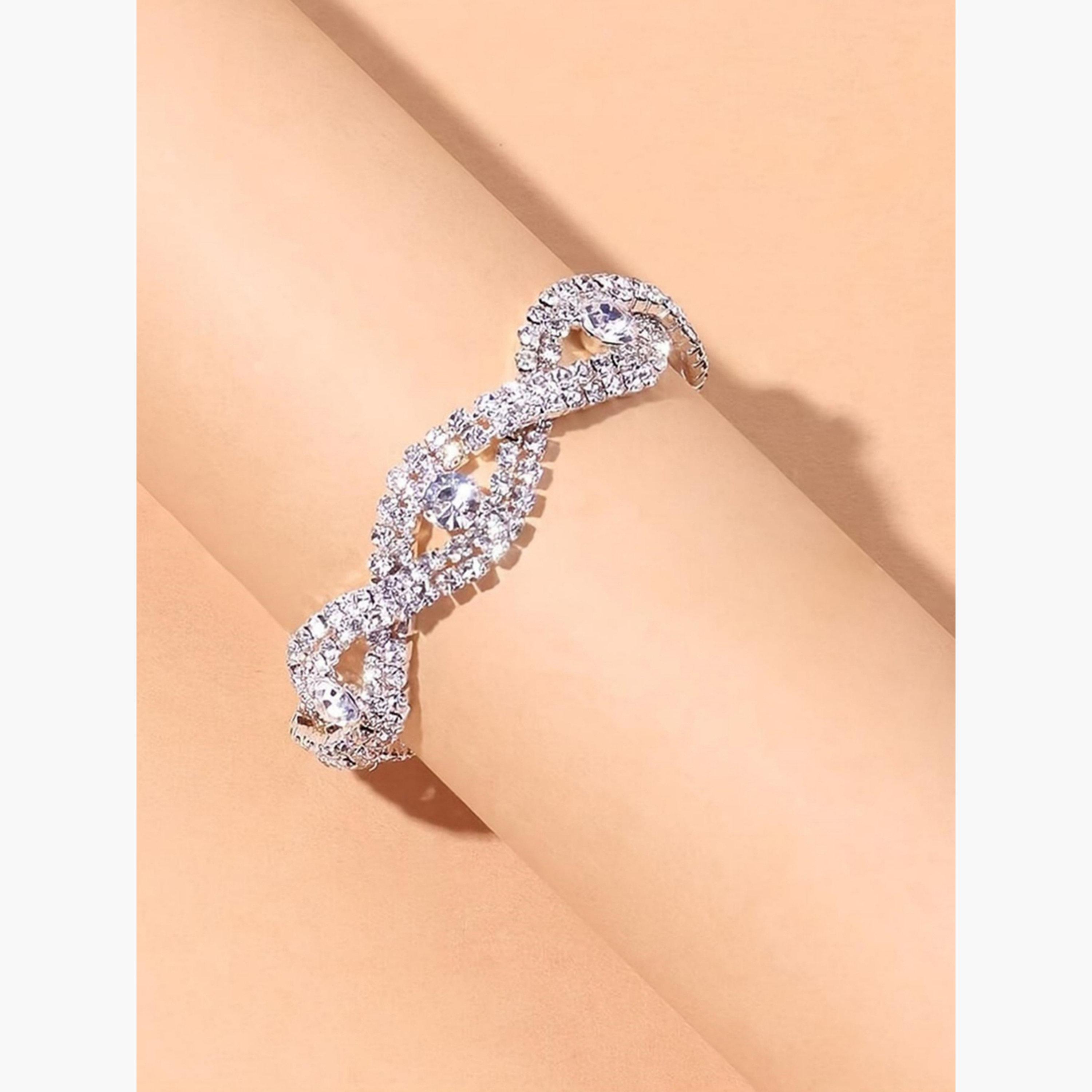 Take Two Women Silver Geometric Rhinestone Anklet-women-watchesandjewellery-jewellery-anklets-image-5