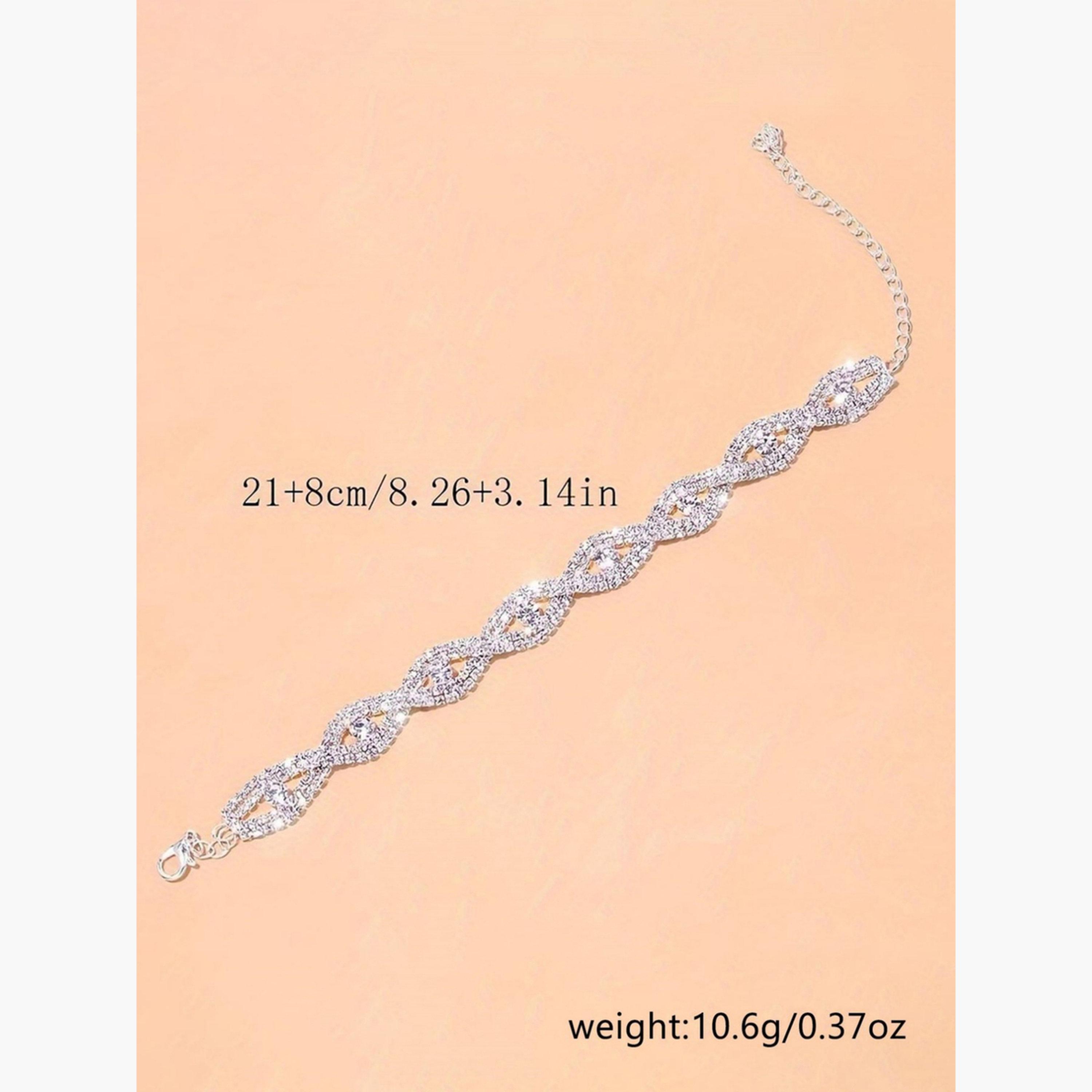 Take Two Women Silver Geometric Rhinestone Anklet-women-watchesandjewellery-jewellery-anklets-image-6