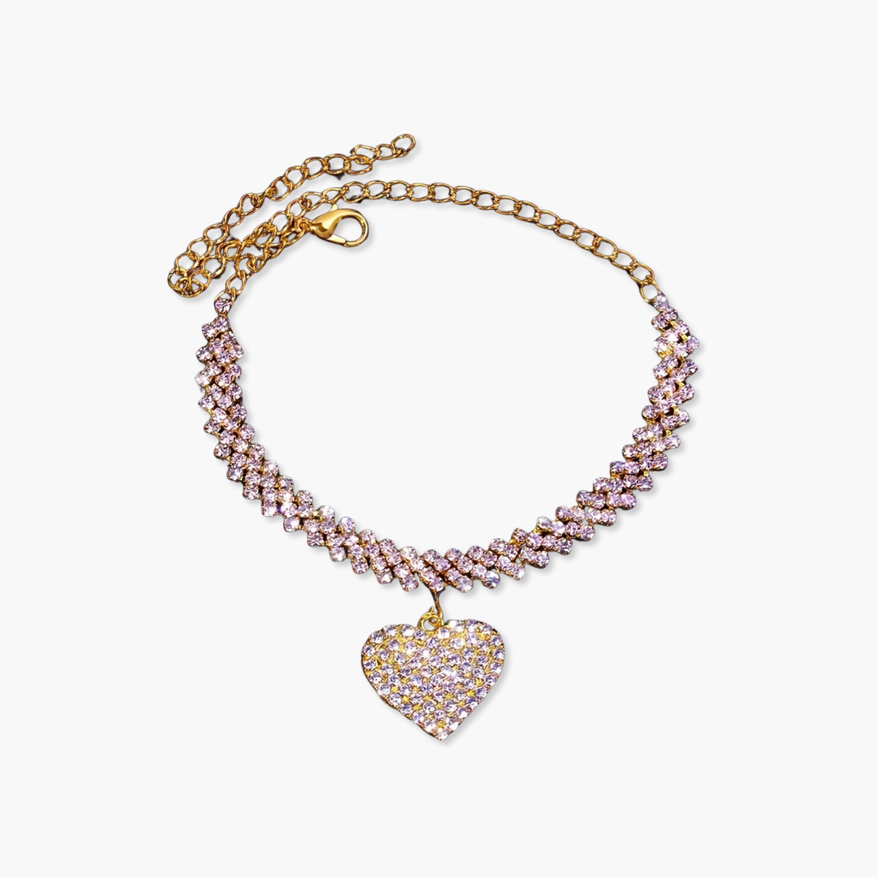 طقم من خلخال وسوار بقلب مرصع بالراين-women-watchesandjewellery-jewellery-jewellerysets-image-1