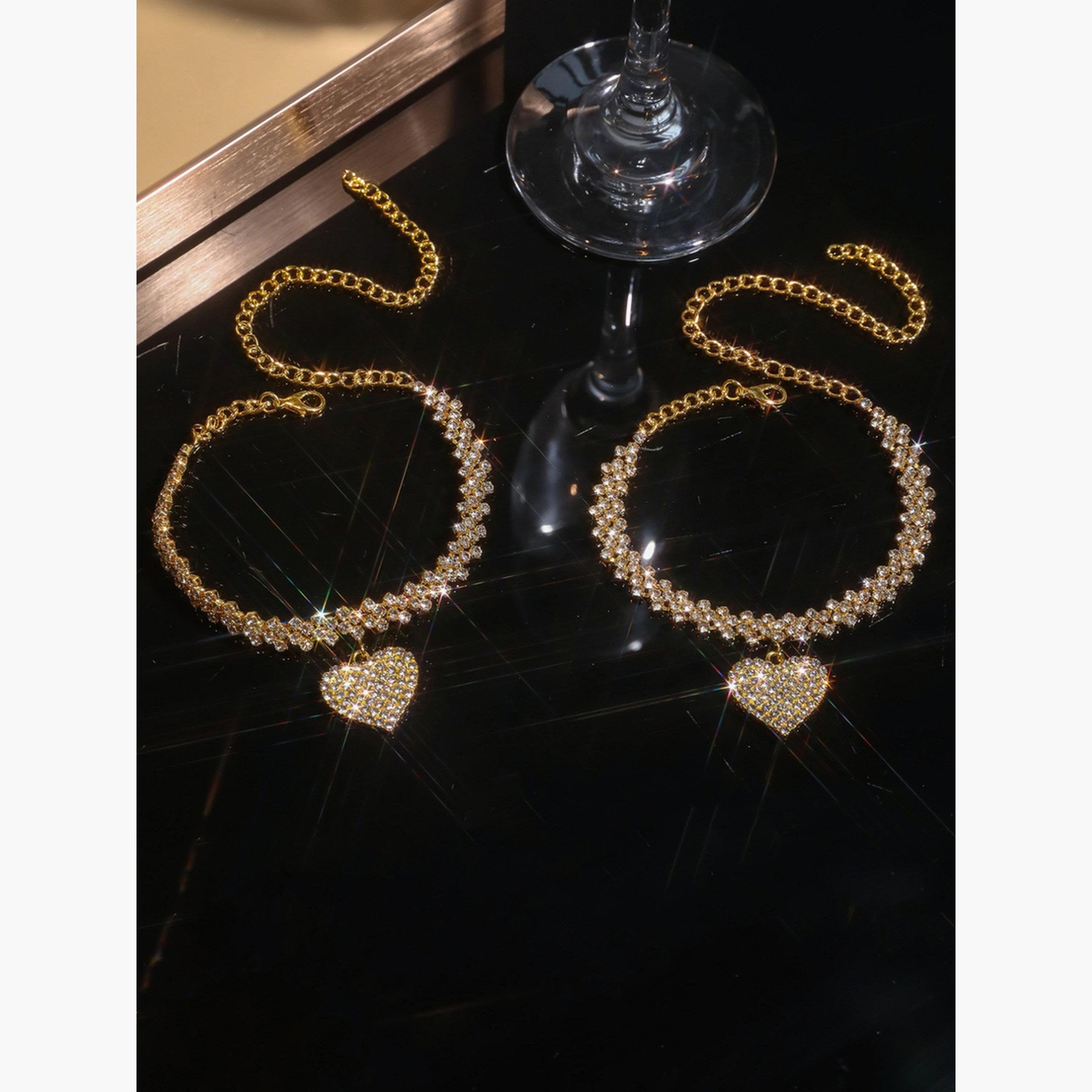 طقم من خلخال وسوار بقلب مرصع بالراين-women-watchesandjewellery-jewellery-jewellerysets-image-2