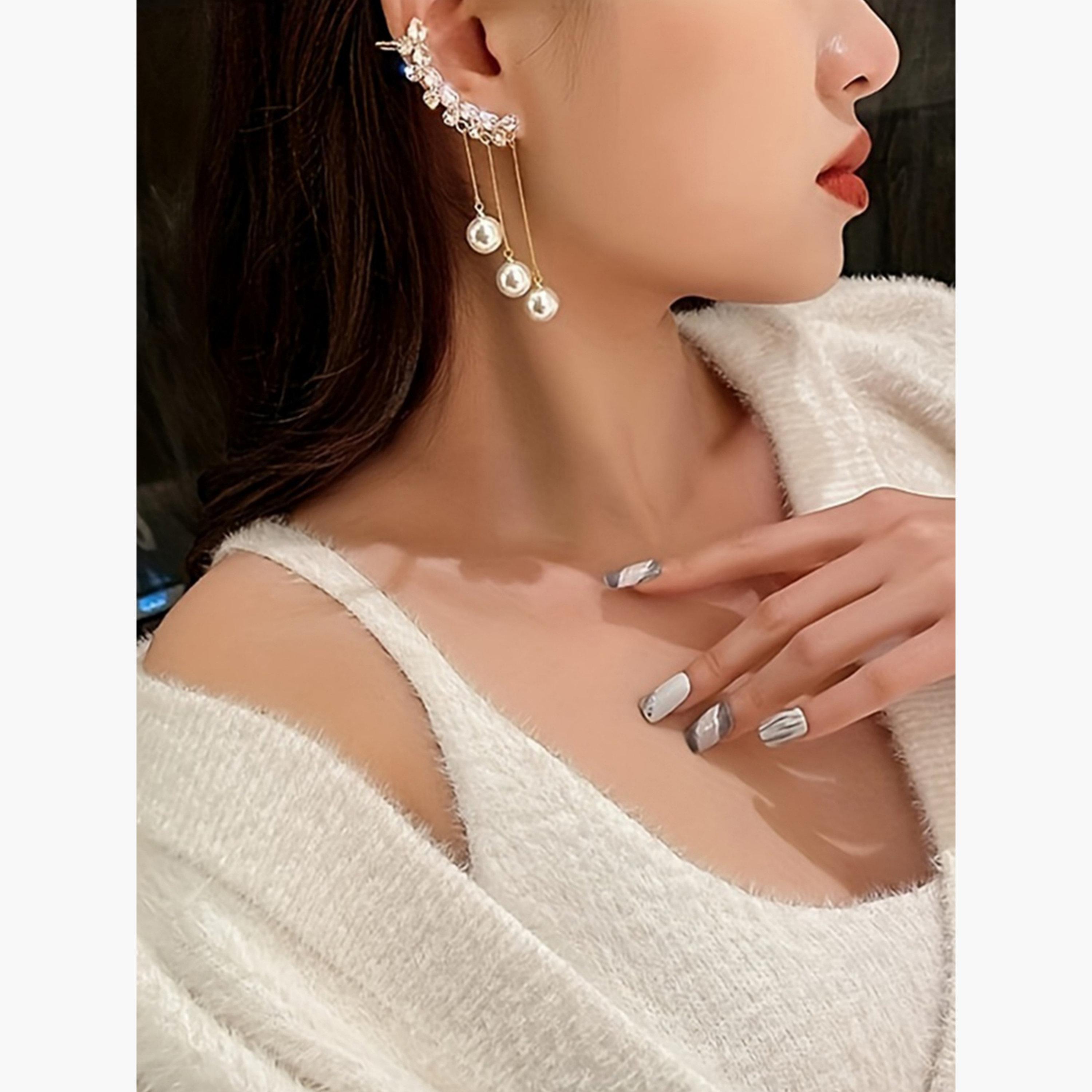 Take Two Faux Pearl Tassel Earrings-women-watchesandjewellery-jewellery-earrings-image-3