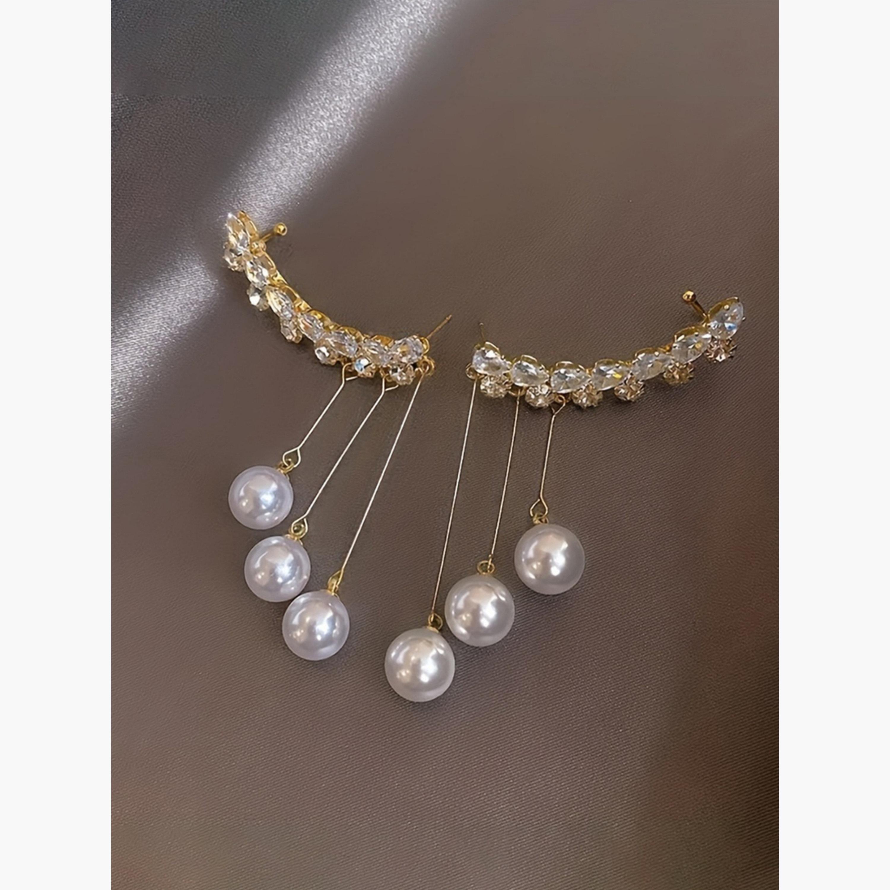 Take Two Faux Pearl Tassel Earrings-women-watchesandjewellery-jewellery-earrings-image-4