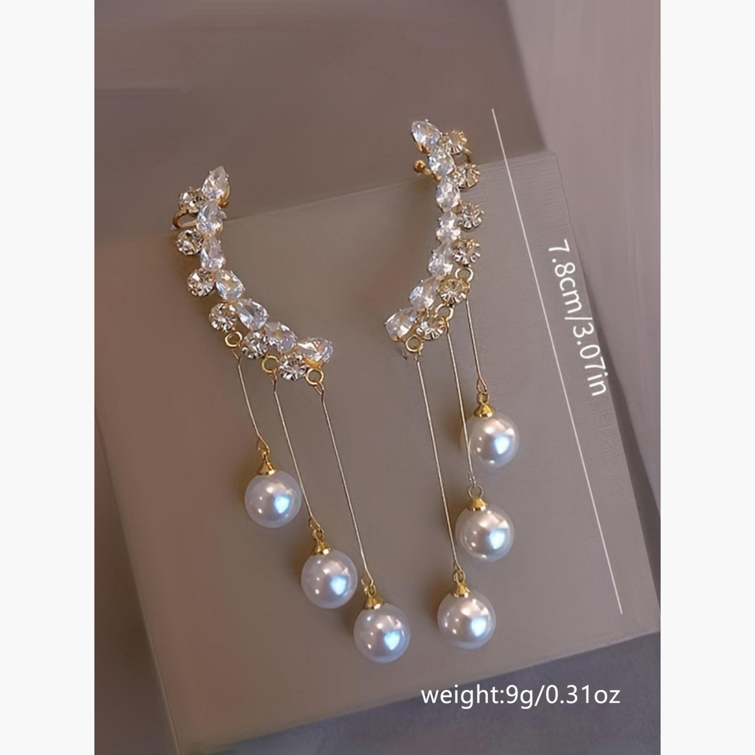 Take Two Faux Pearl Tassel Earrings-women-watchesandjewellery-jewellery-earrings-image-5