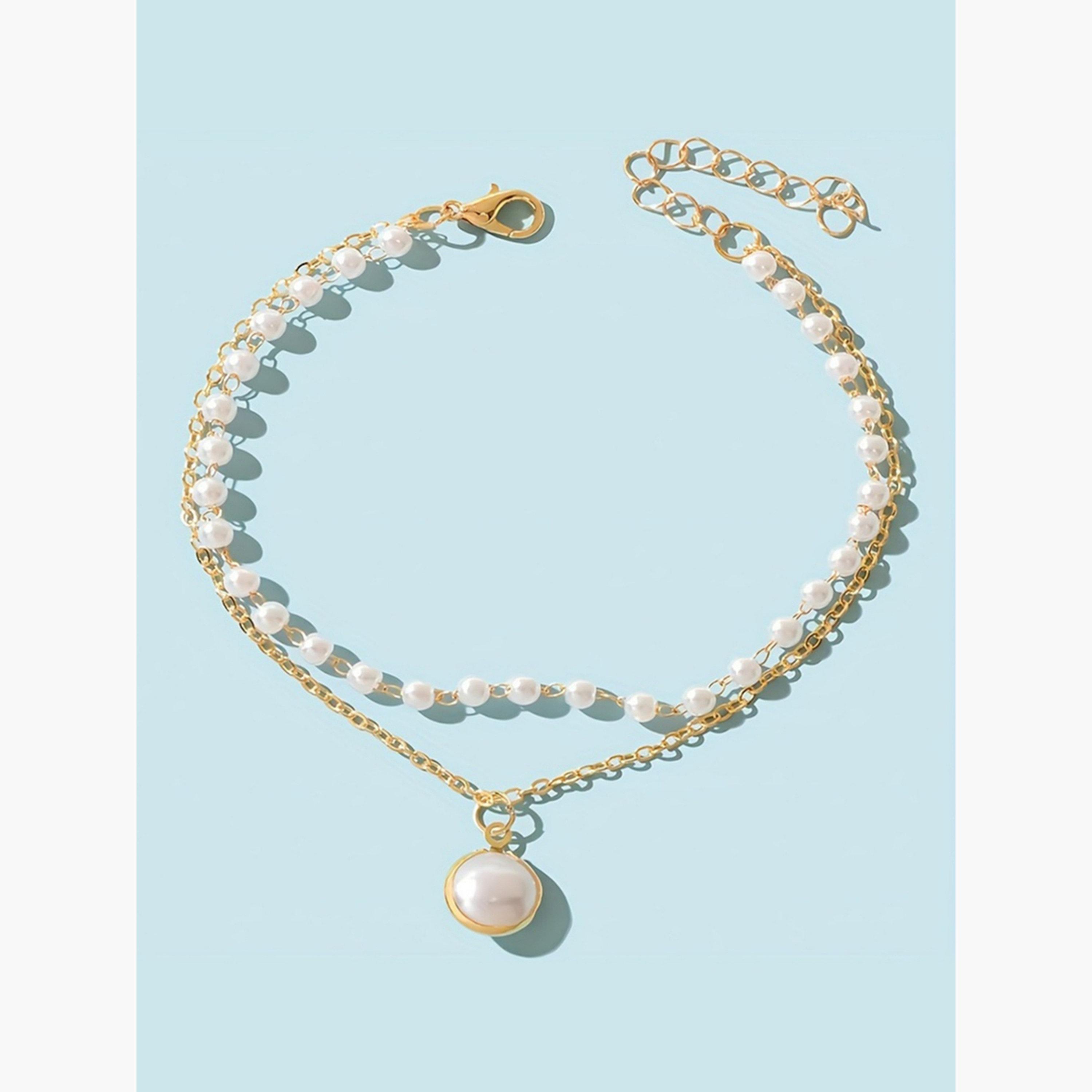 Take Two Women Gold Faux Pearl Anklet-women-watchesandjewellery-jewellery-anklets-image-1