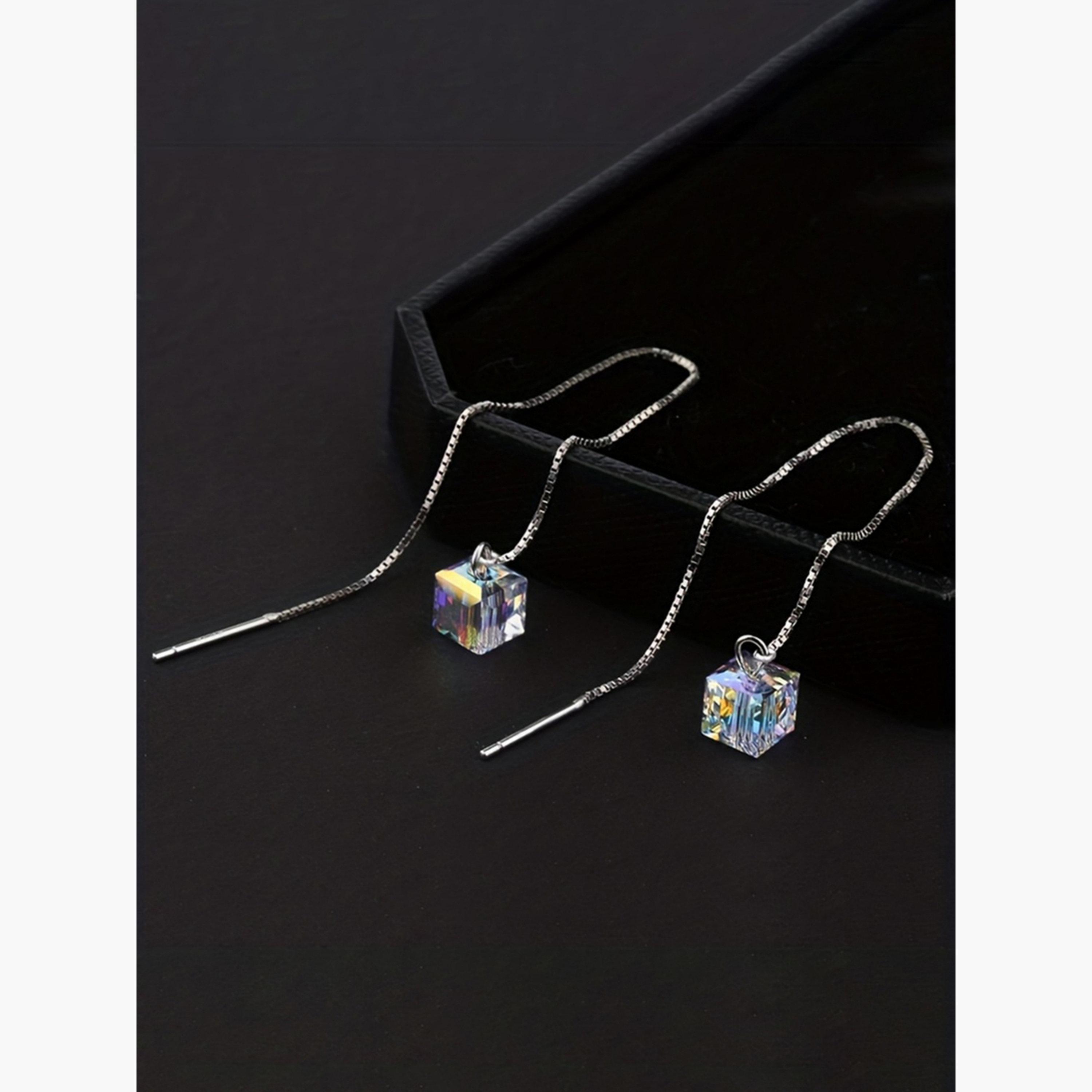 Take Two Square Rhinestone Earrings-women-watchesandjewellery-jewellery-earrings-image-3