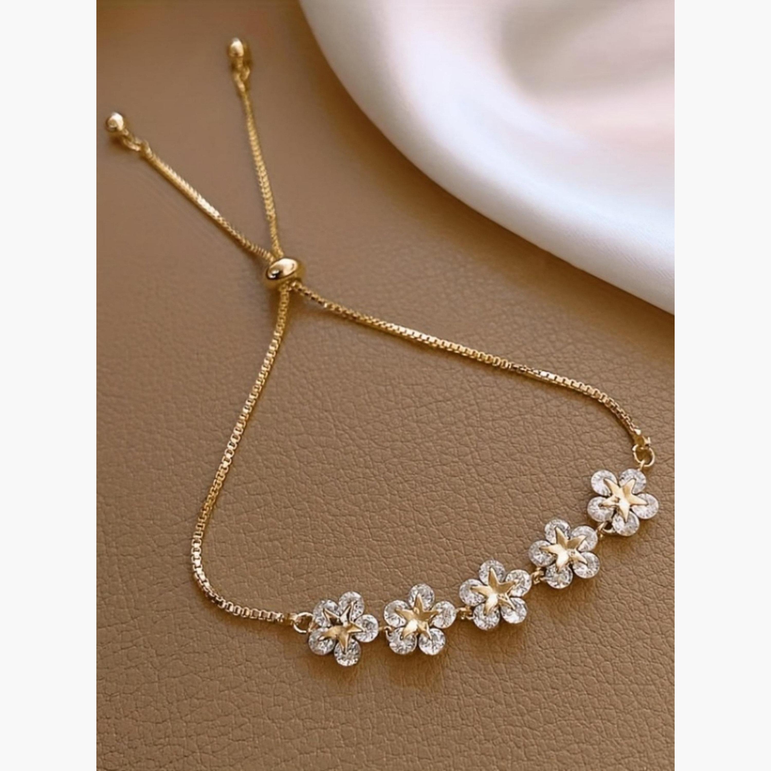 سوار زهور مرصع بالزركون قابل للتعديل-women-watchesandjewellery-jewellery-banglesandbracelets-image-3