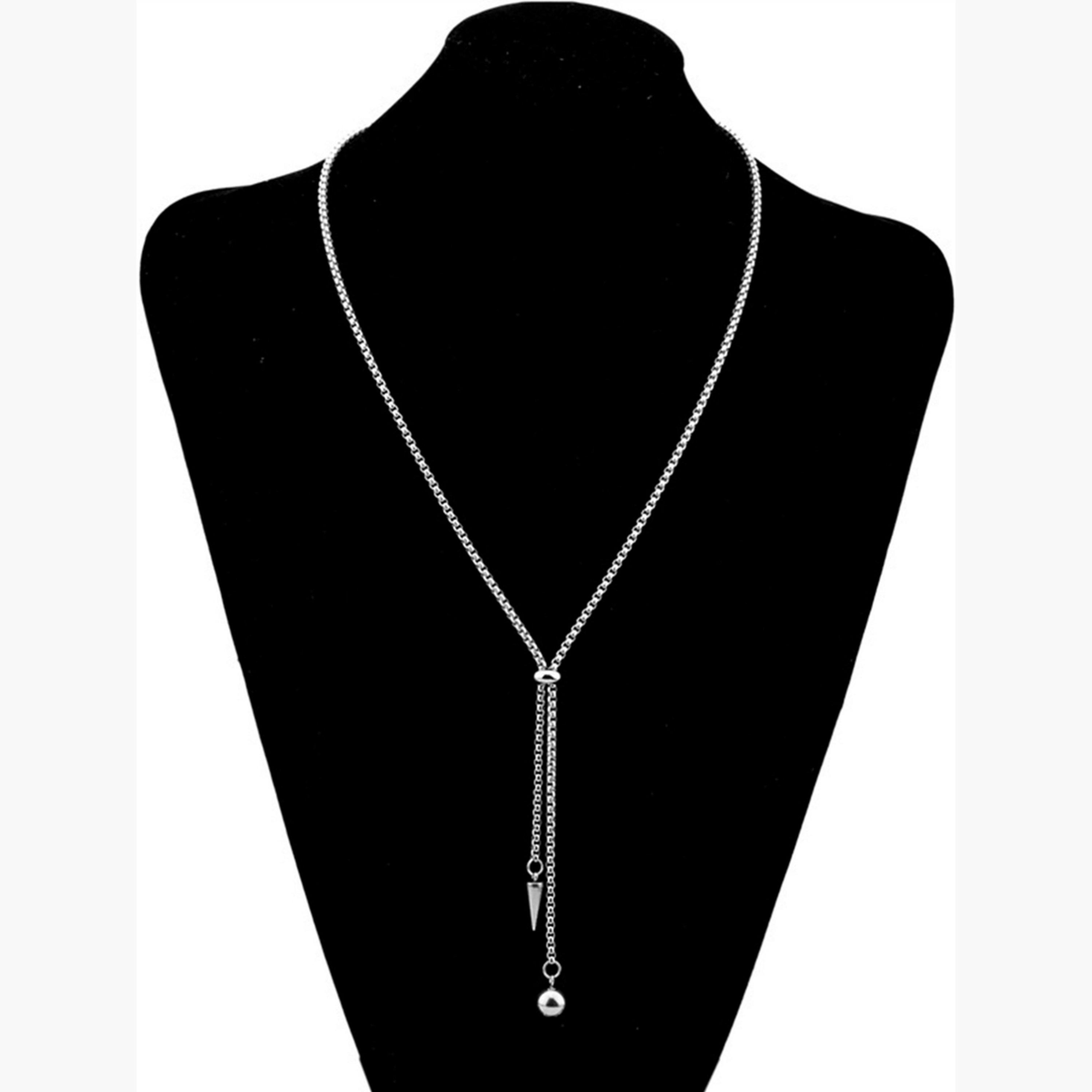 عقد سلسلة فضية قابلة للتعديل مع قلادة-women-watchesandjewellery-jewellery-necklacesandpendants-image-2