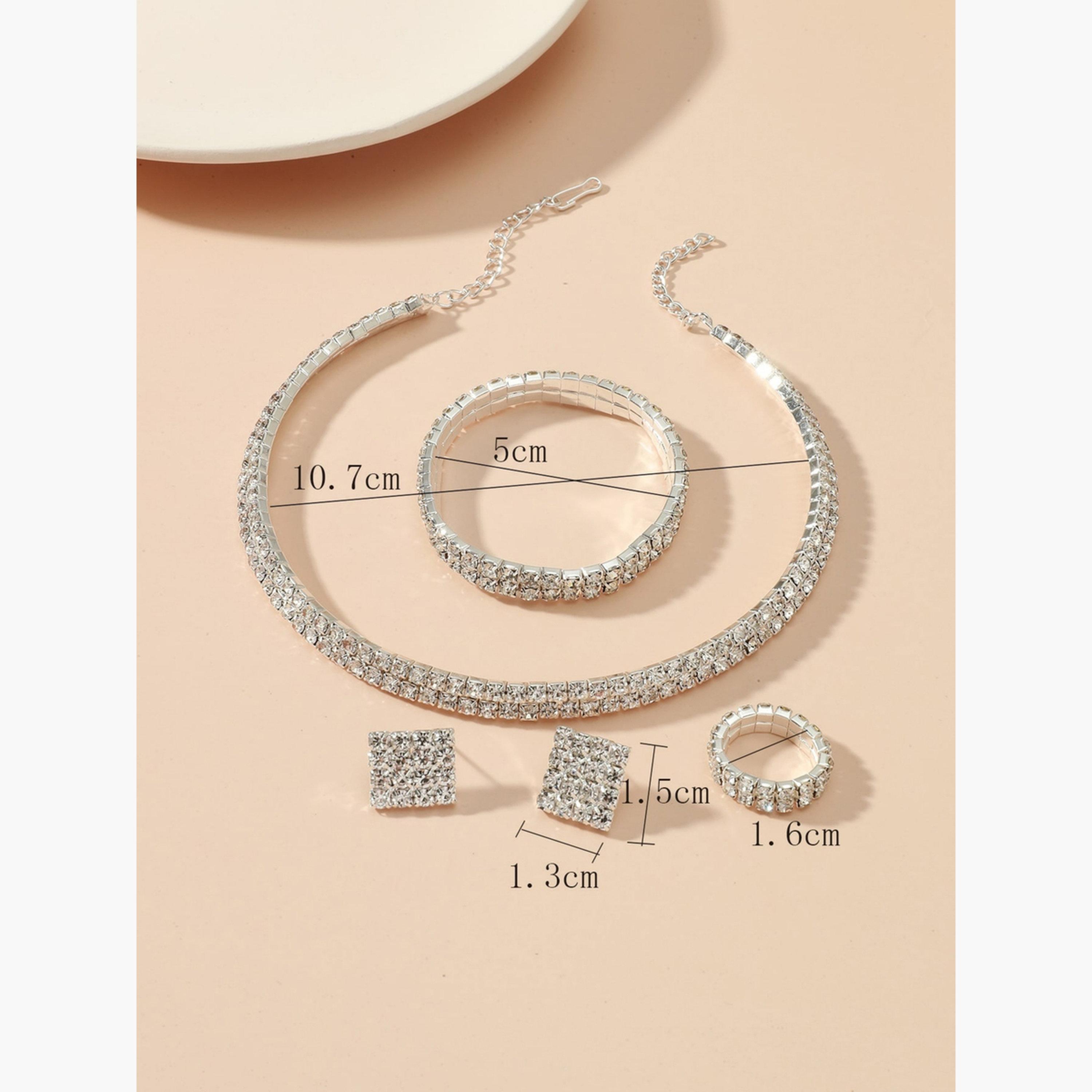 Take Two Women Rhinestone Necklace with Bracelet and Ring with Earrings Set-women-watchesandjewellery-jewellery-jewellerysets-image-5