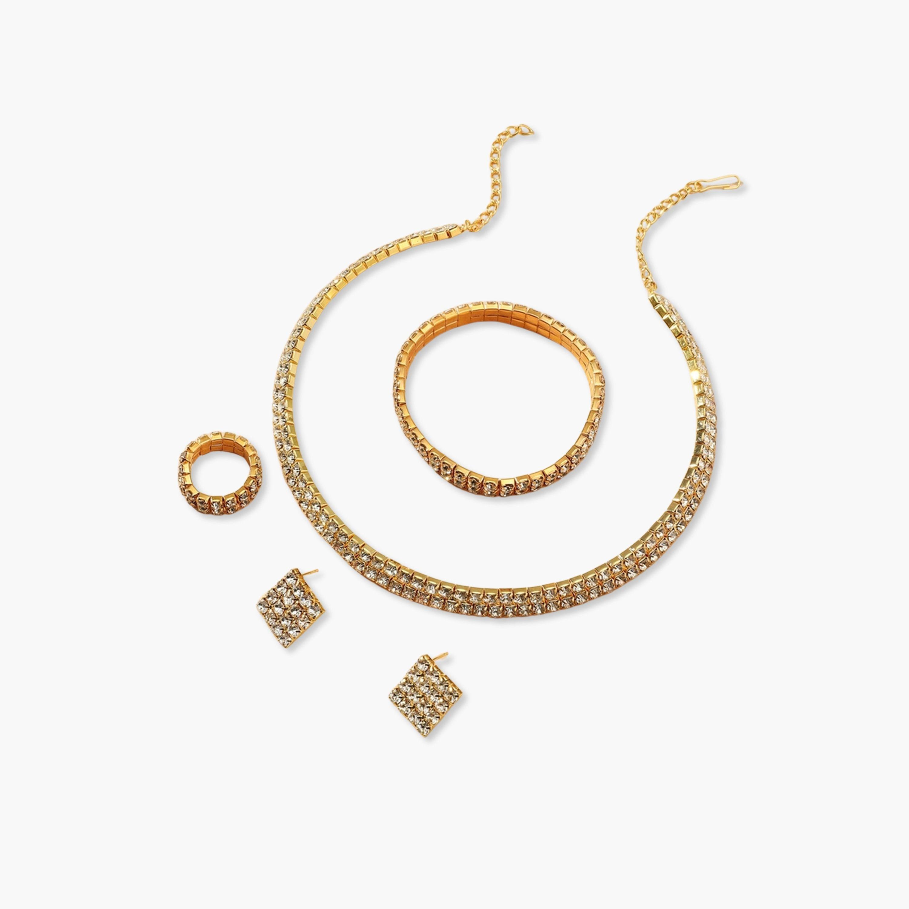 Take Two Women Rhinestone Necklace with Bracelet and Ring with Earrings Set-women-watchesandjewellery-jewellery-jewellerysets-image-1