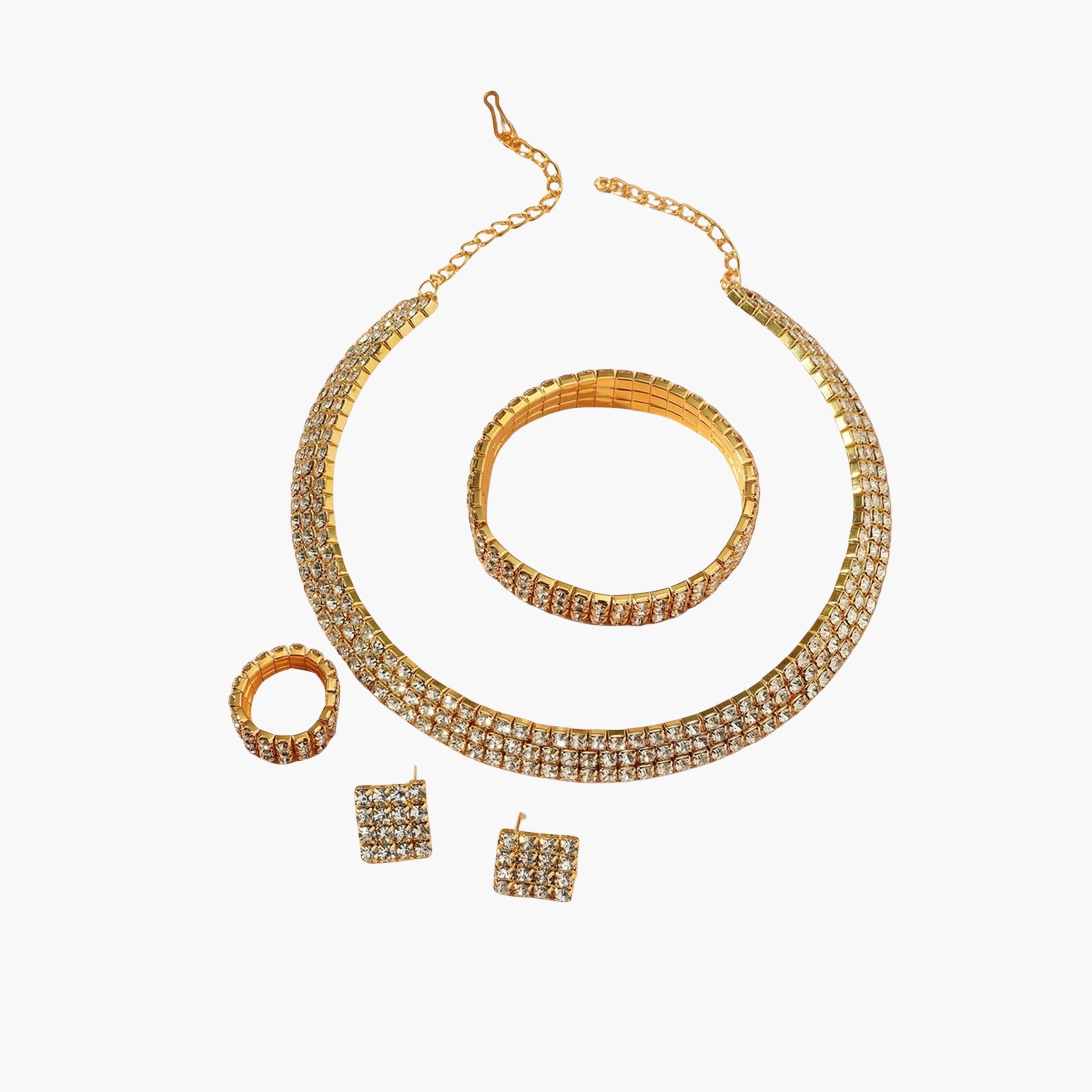 طقم من عقد وسوار وخاتم وأقراط مرصع بالراين-women-watchesandjewellery-jewellery-jewellerysets-image-1